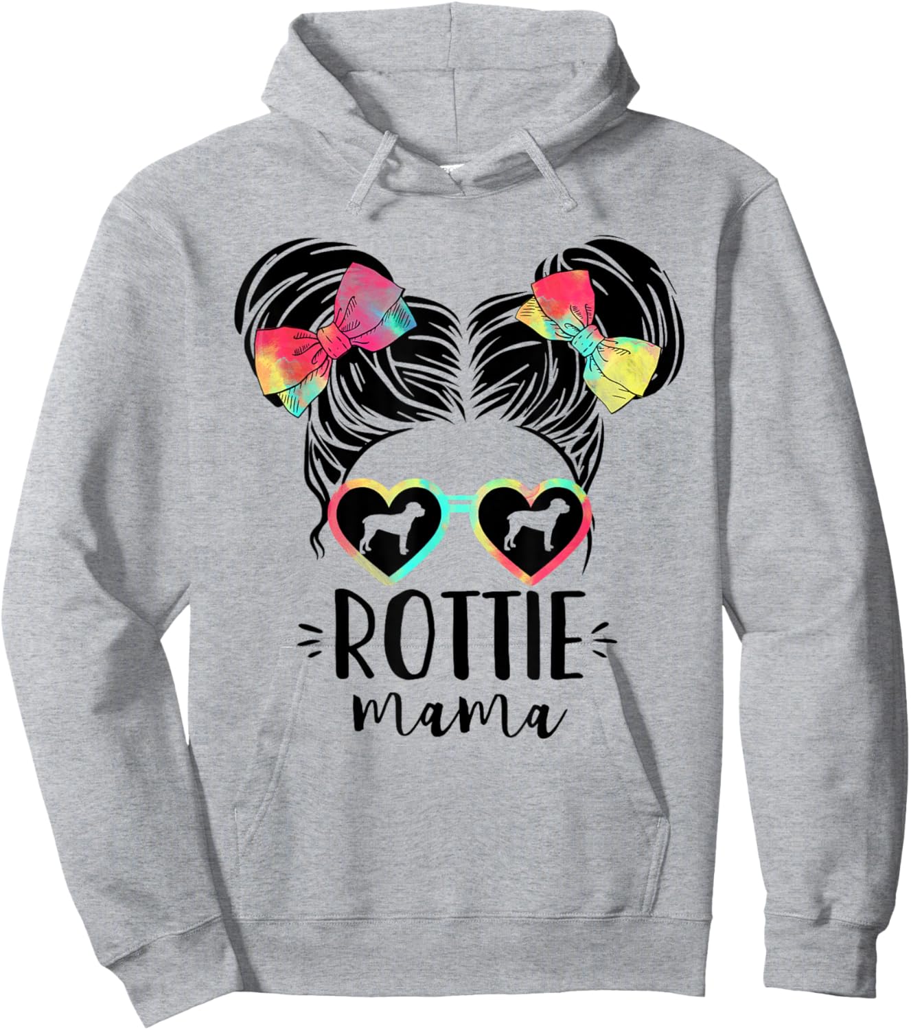 Rottie Mama Gifts Double Bun Hair Rottweiler Gifts Dog Mom Hoodie - Hoodie | Ash