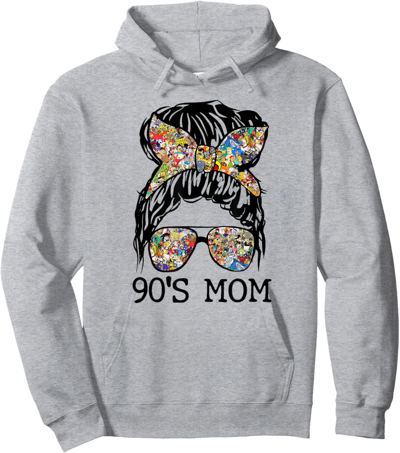 90's Mom Mama Momlife Mother's Day Present Mommy Messy Bun Hoodie - Hoodie | Ash
