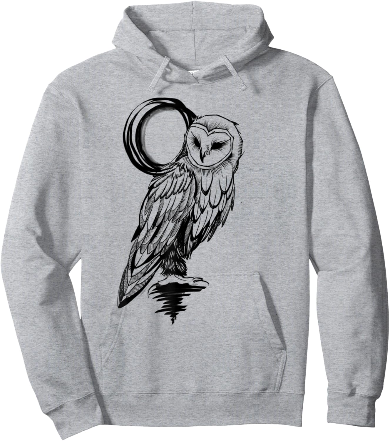 Owl motif shirt, owl black and white print, Barn Owl Hoodie - Hoodie | Ash