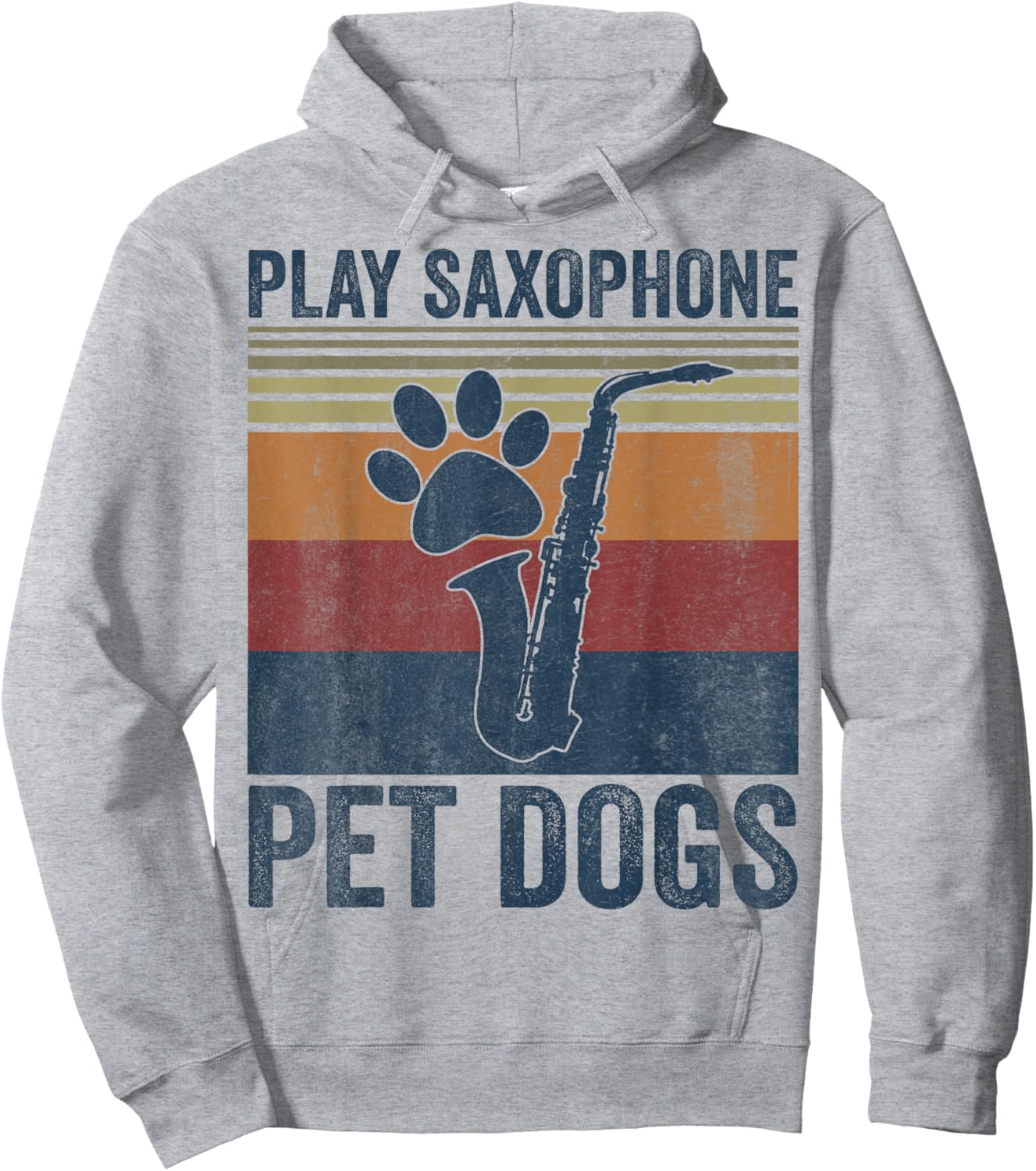 Funny Dog Lover and Saxophone Player Pet Dogs Play Saxophone Hoodie - Hoodie | Ash