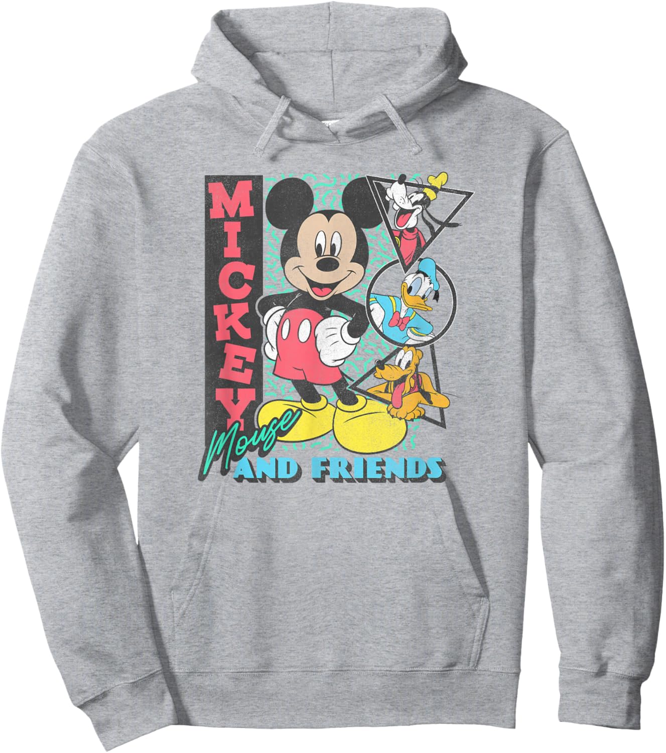 Disney Mickey & Friends Retro 90's Group Poster Hoodie - Hoodie | Ash
