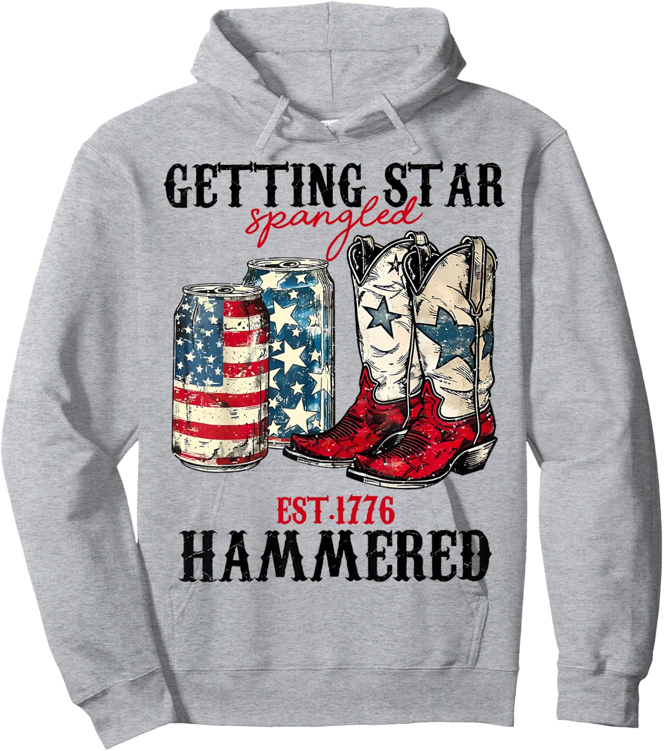 Getting Star Spangled Hammered Funny America 4th Of July Hoodie - Hoodie | Ash