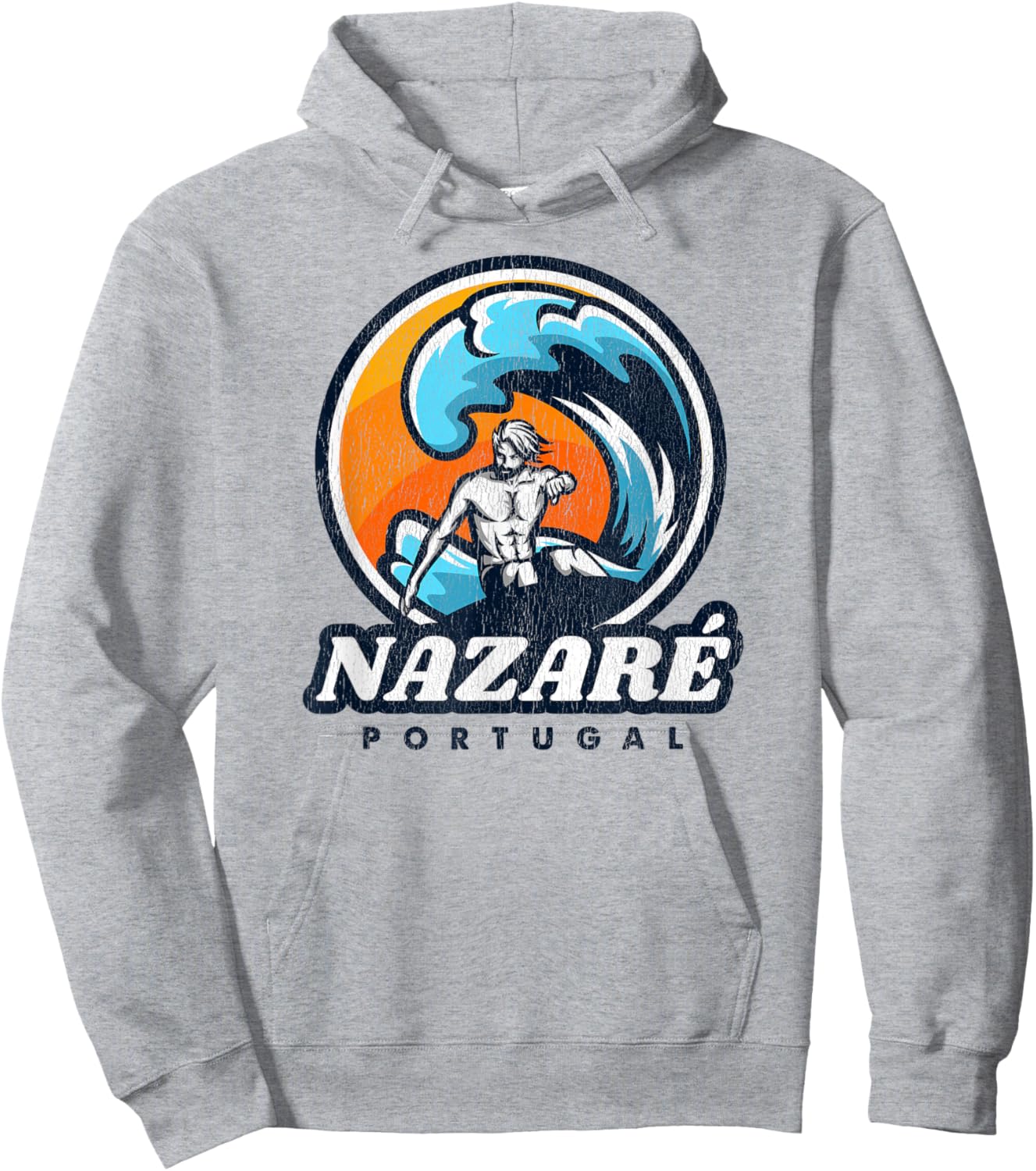 Nazare Portugal Surfing Competition Vintage Surf Style Hoodie - Hoodie | Ash