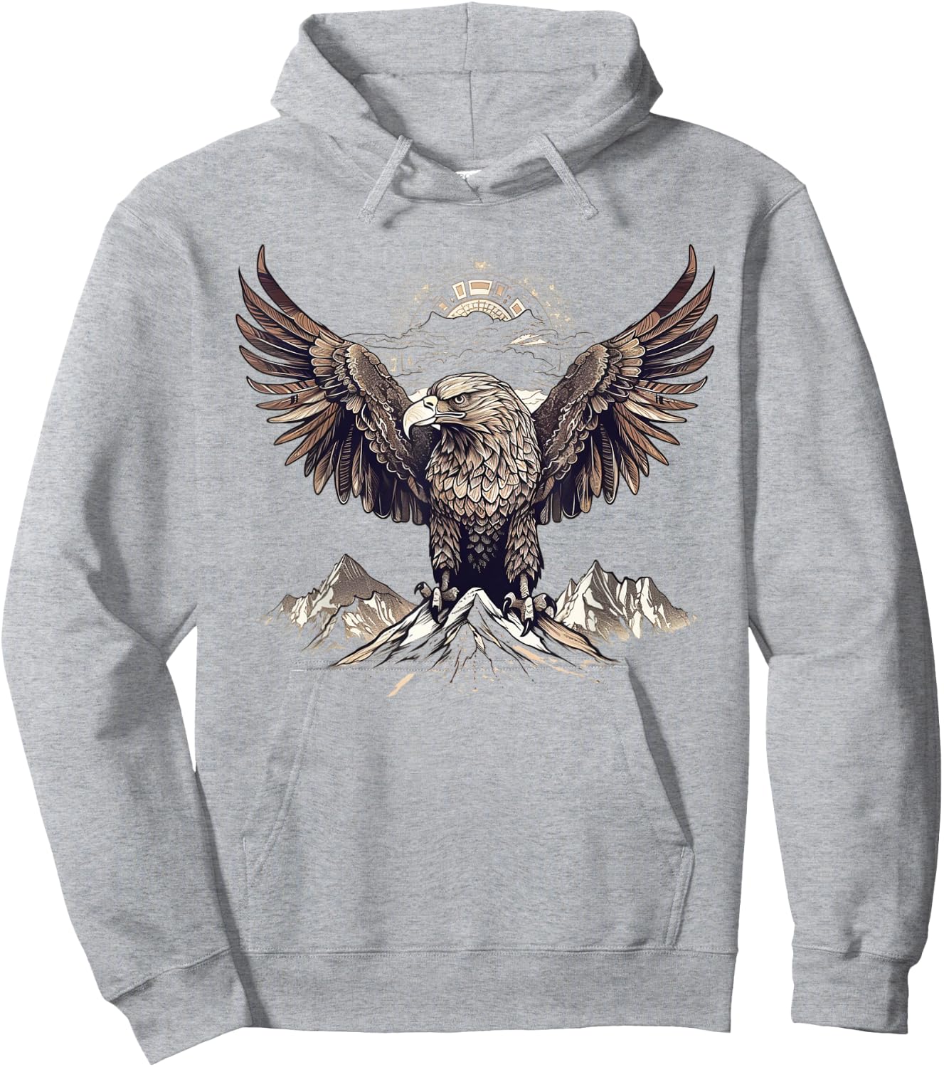 Eagle Artwork | Animal Bird Motif Eagle Hoodie - Hoodie | Ash