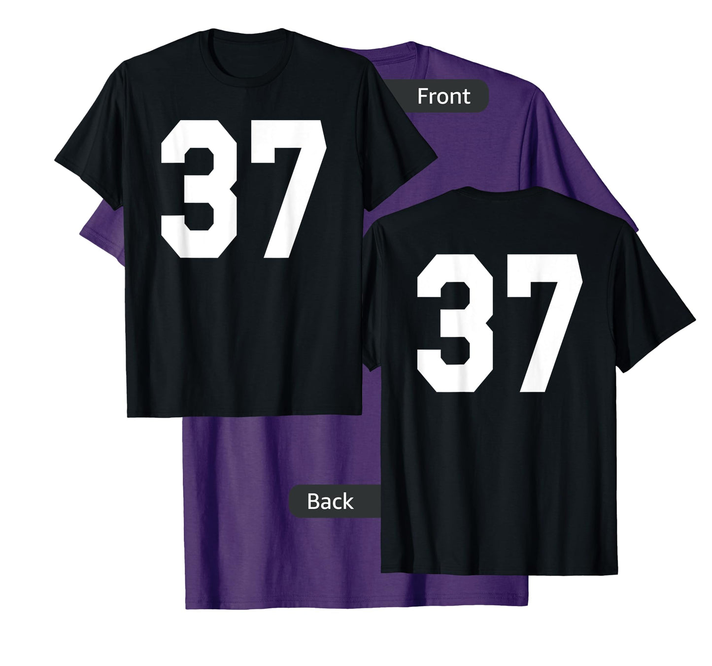 Number 37 Sports Jersey Front and Back Team Player T-Shirt