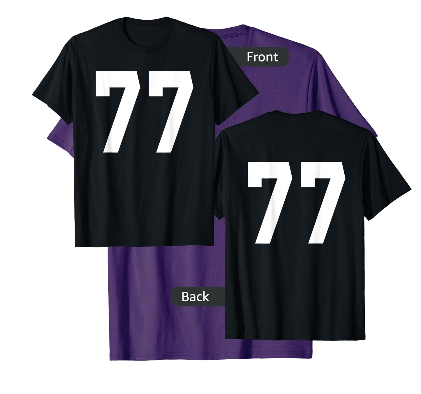 Number 77 Sports Jersey Front and Back Team Player T-Shirt