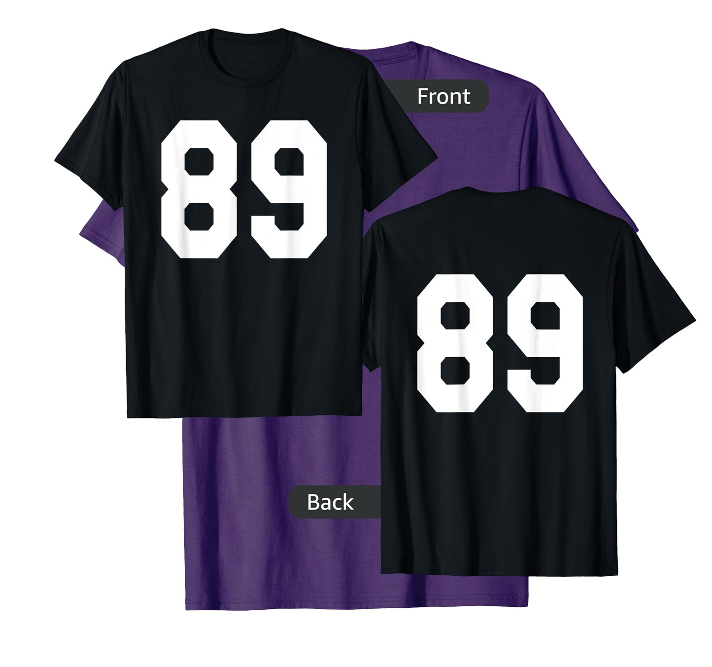 Number 89 Sports Jersey Front and Back Team Player T-Shirt
