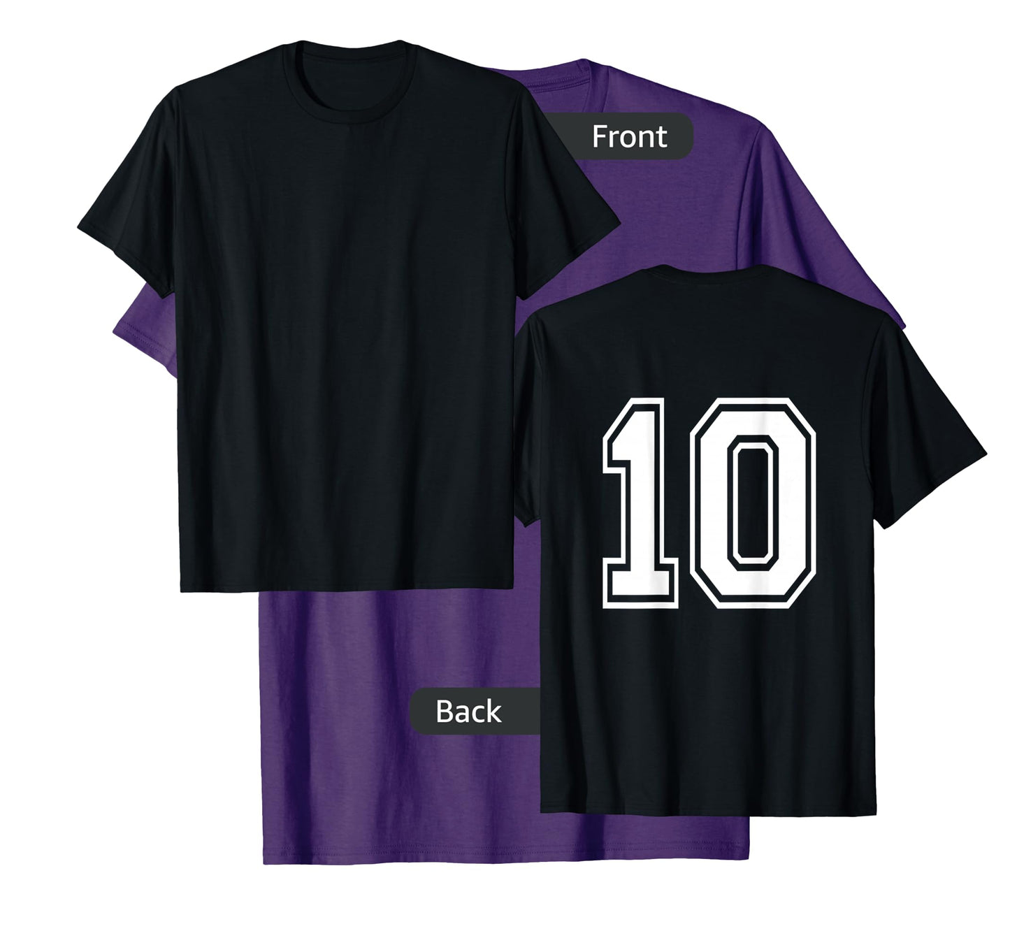 Number 10 Shirt Sports Player Number BACK of Shirt T-Shirt