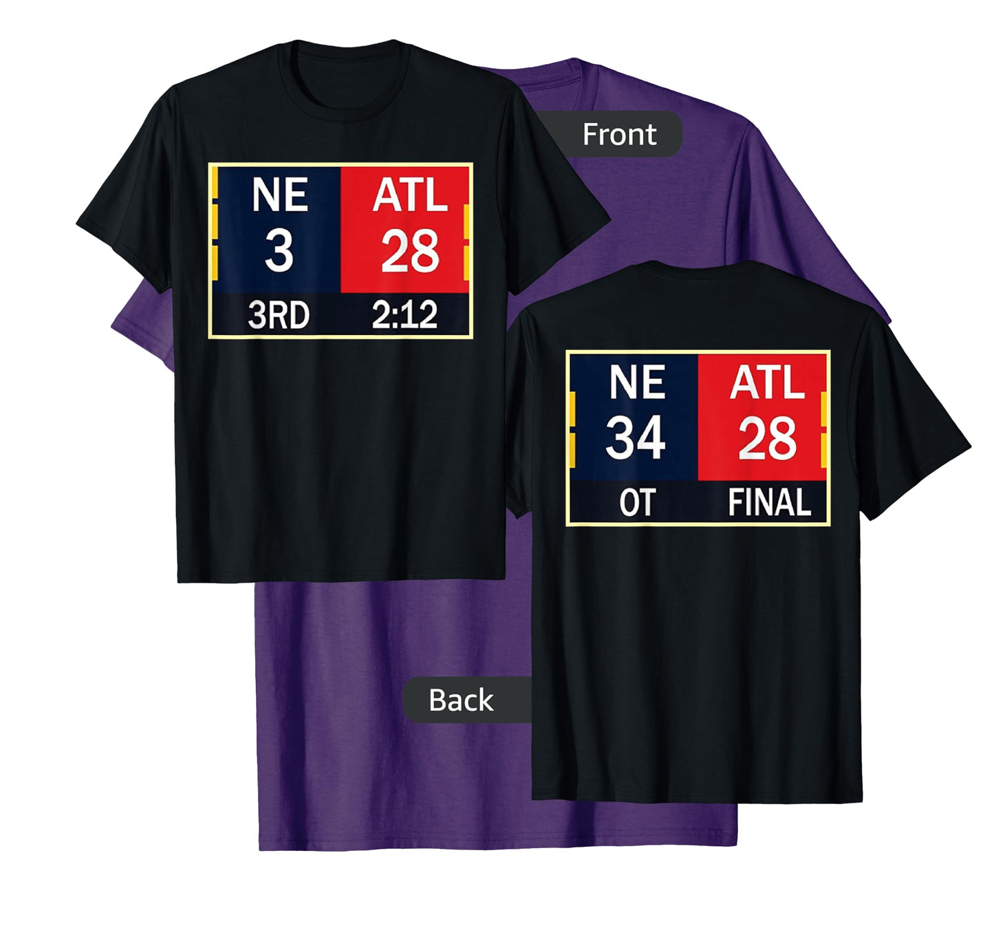 NE 3 ATL 28 Final T-shirt 2 Sides 1 Game T-Shirt