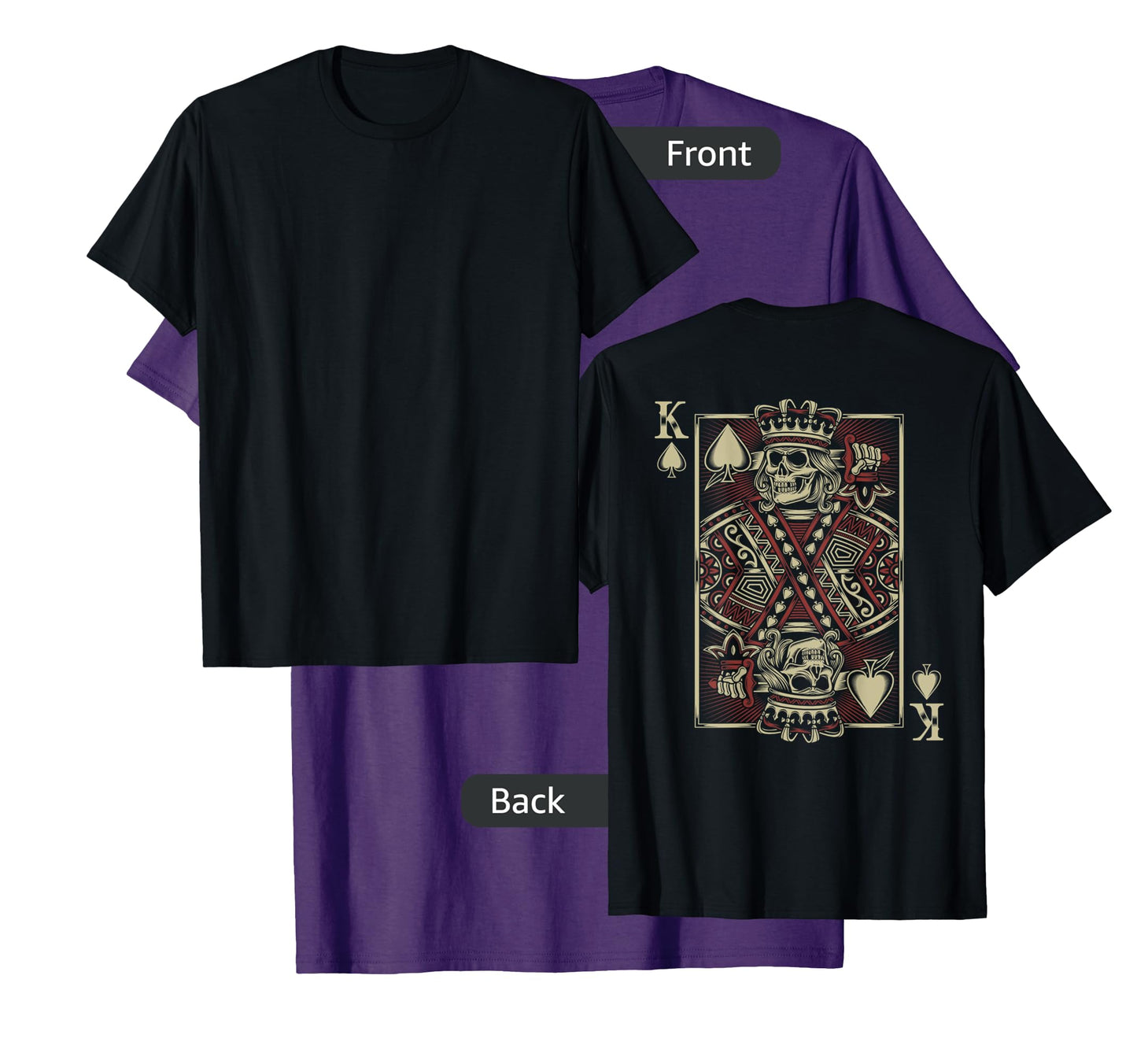 Skull Motorcycle Shirt Biker King of Spades Poker Card Game