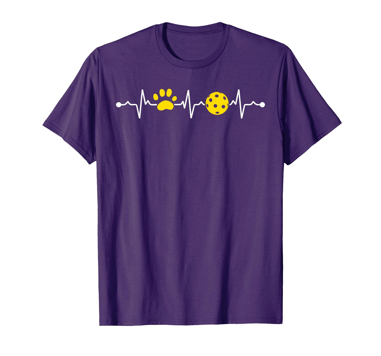 Funny Pickleball Player Heartbeat Dog Paw Heartbeat T-Shirt for Men Women Girls Kids