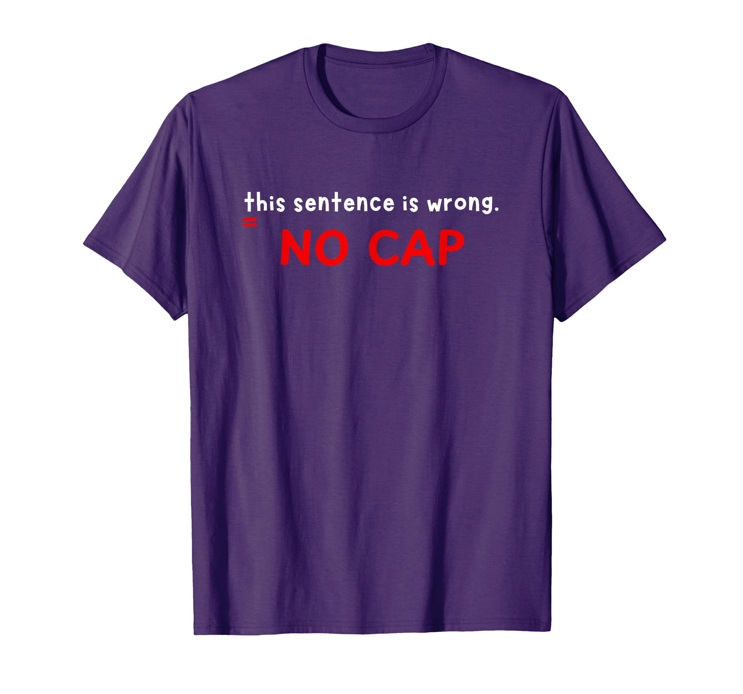 Sarcastic Grammar Nerd No Cap This Sentence is Wrong Teacher T-Shirt