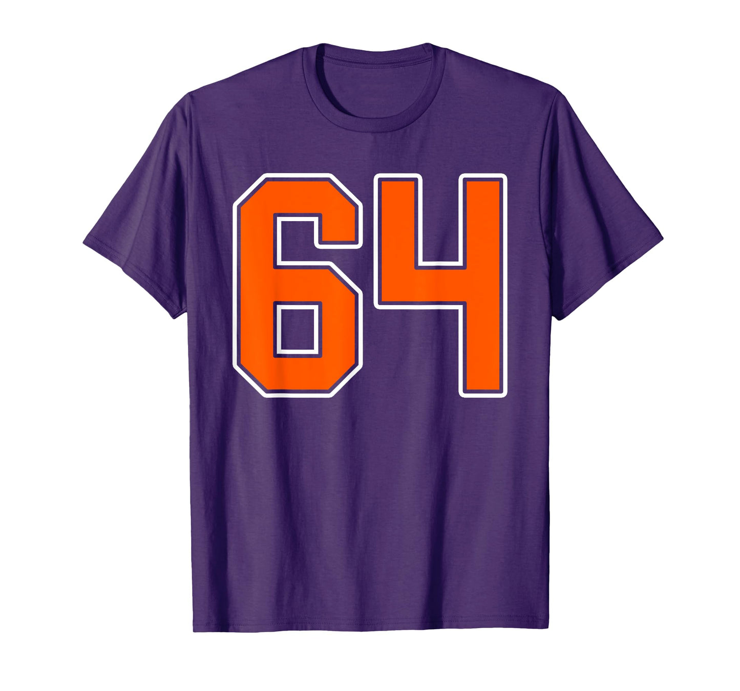 Orange White Number 64 Jersey Player Uniform #64 T-Shirt