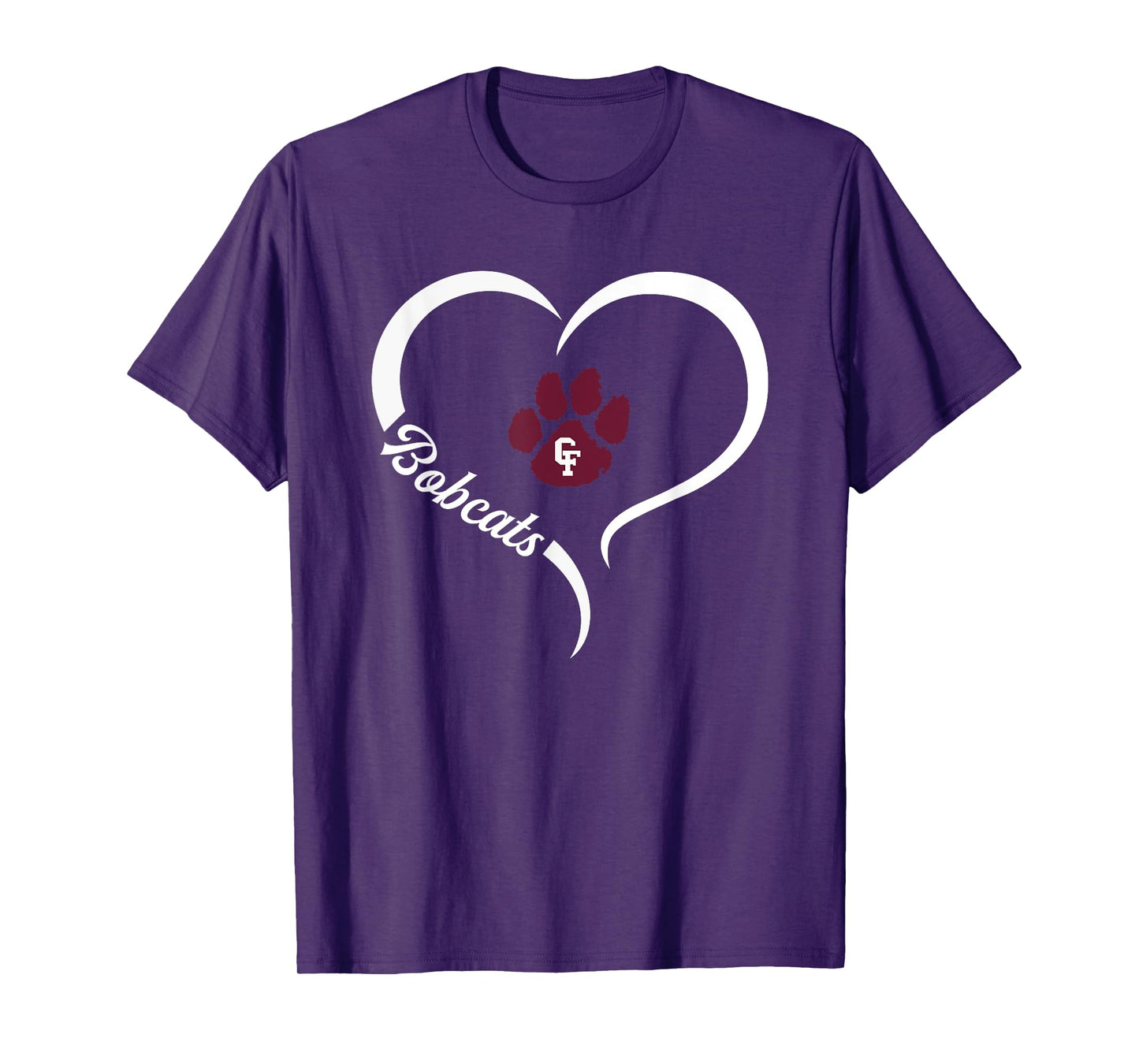 Cy-Fair Bobcats Logo Half Heart Slogan HS T-Shirt