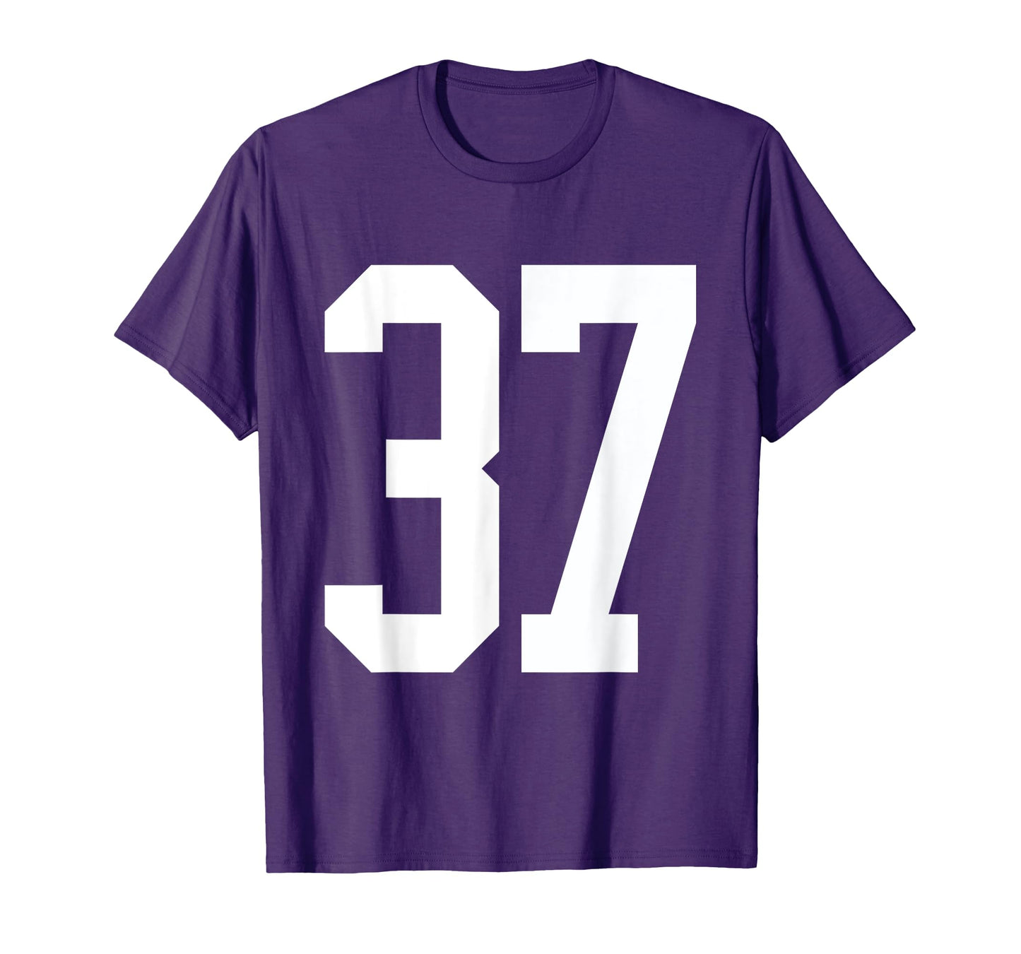 #37 White Number 37 Sports Fan Jersey Style T-Shirt