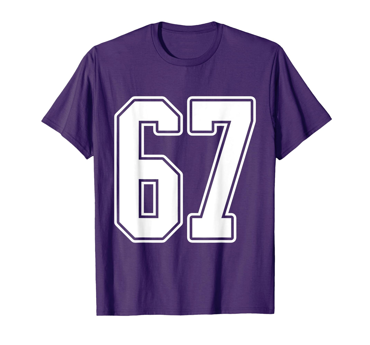 #67 White Outline Number 67 Sports Fan Jersey Style T-Shirt