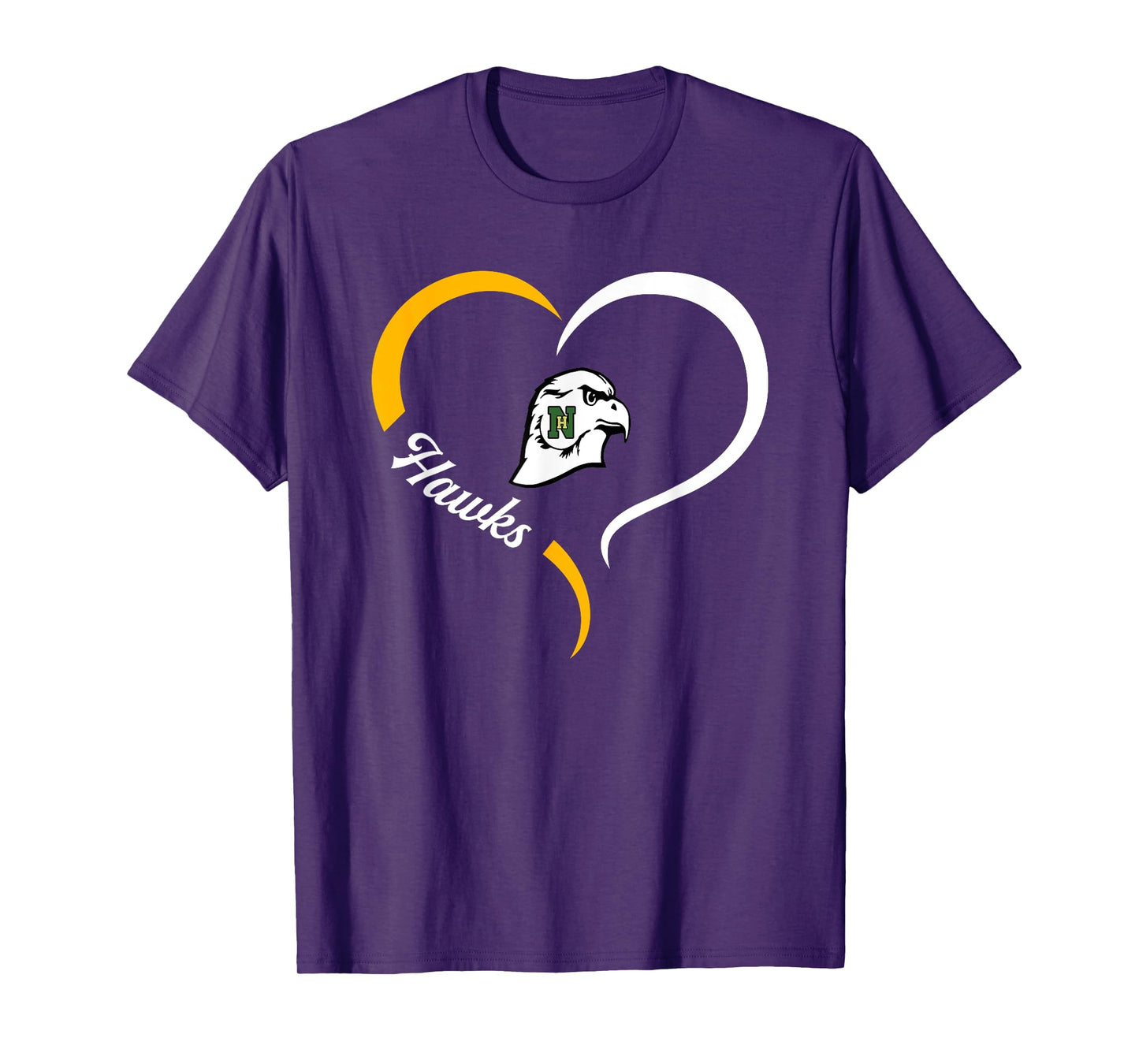 North Harford Hawks Logo Half Heart Slogan HS T-Shirt