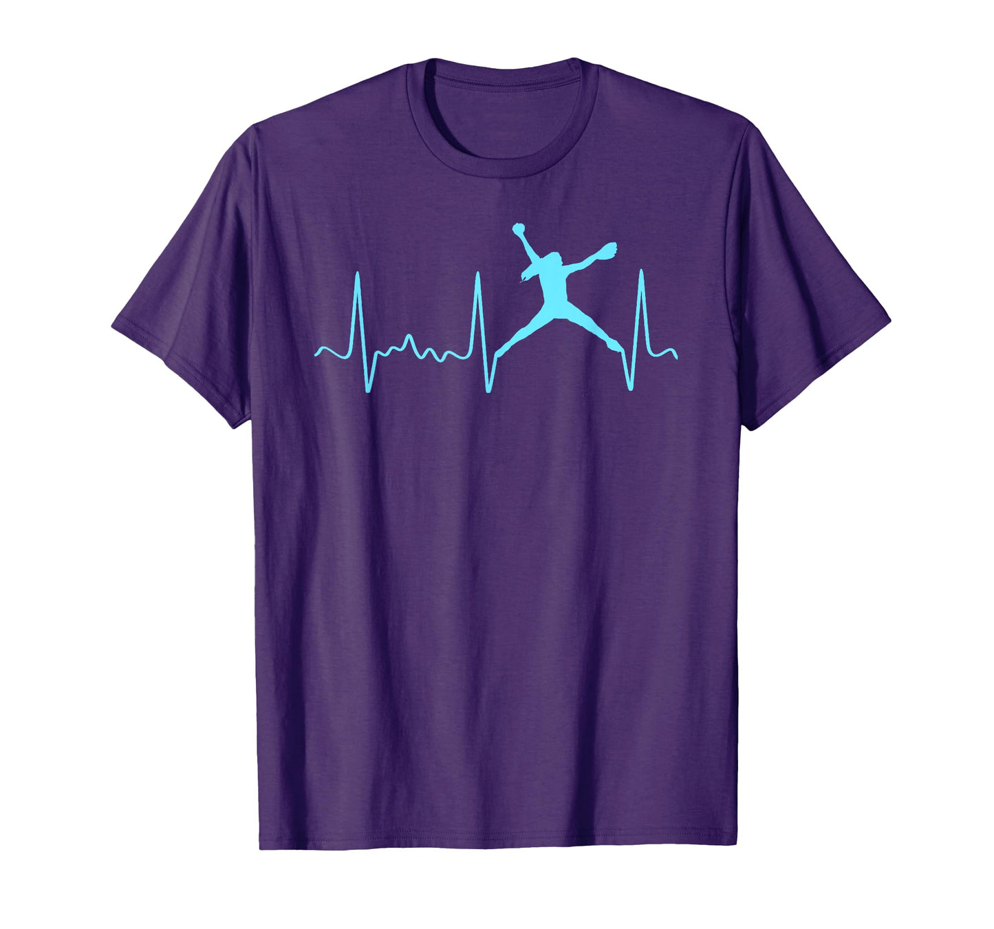 Light Blue Softball Pitcher Heartbeat - Fastpitch Softball T-Shirt