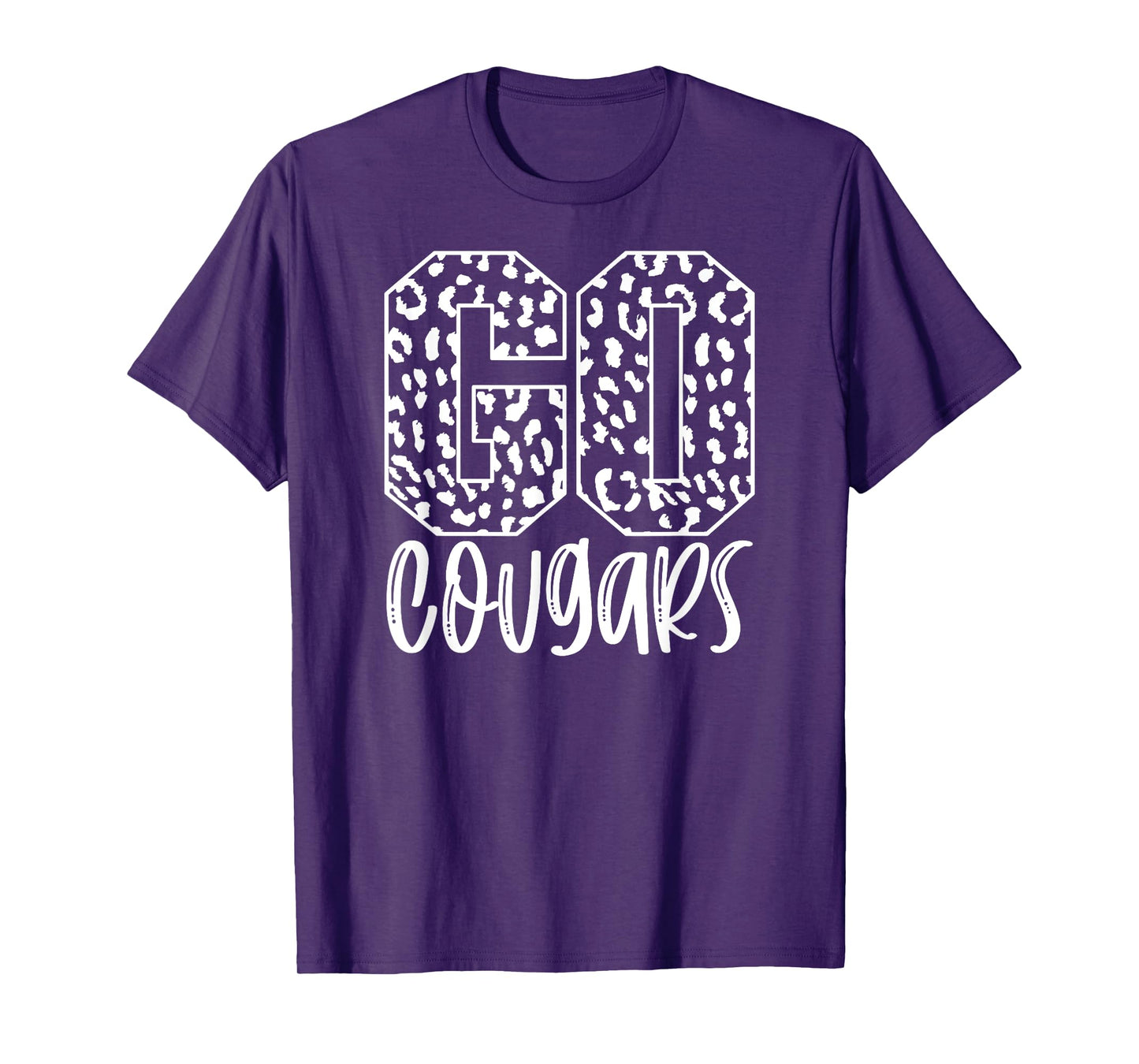 Cougars Team Mascot School Spirit Game Night Leopard Print T-Shirt