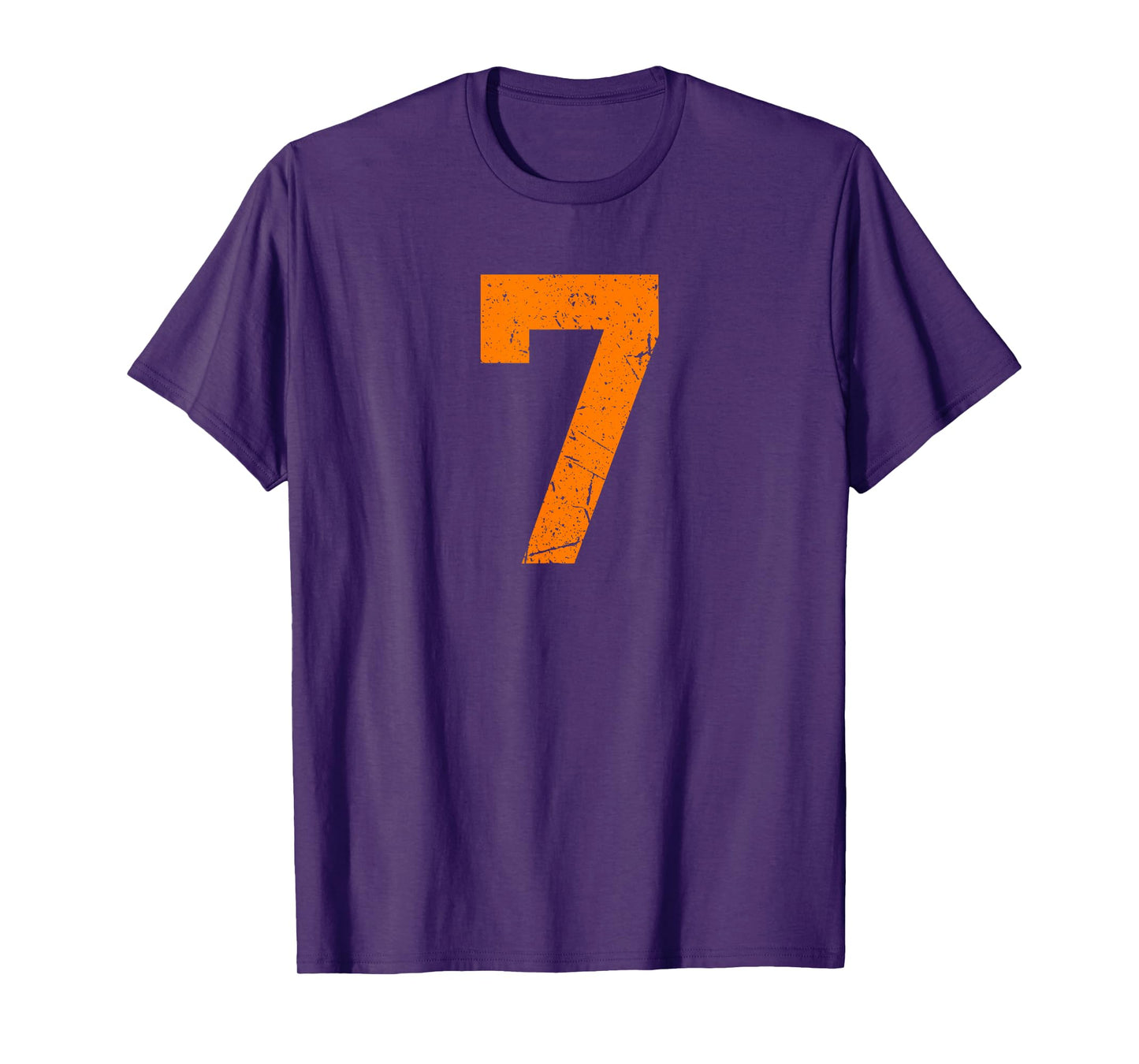 Vintage Orange Sports Team Number #7 T-Shirt
