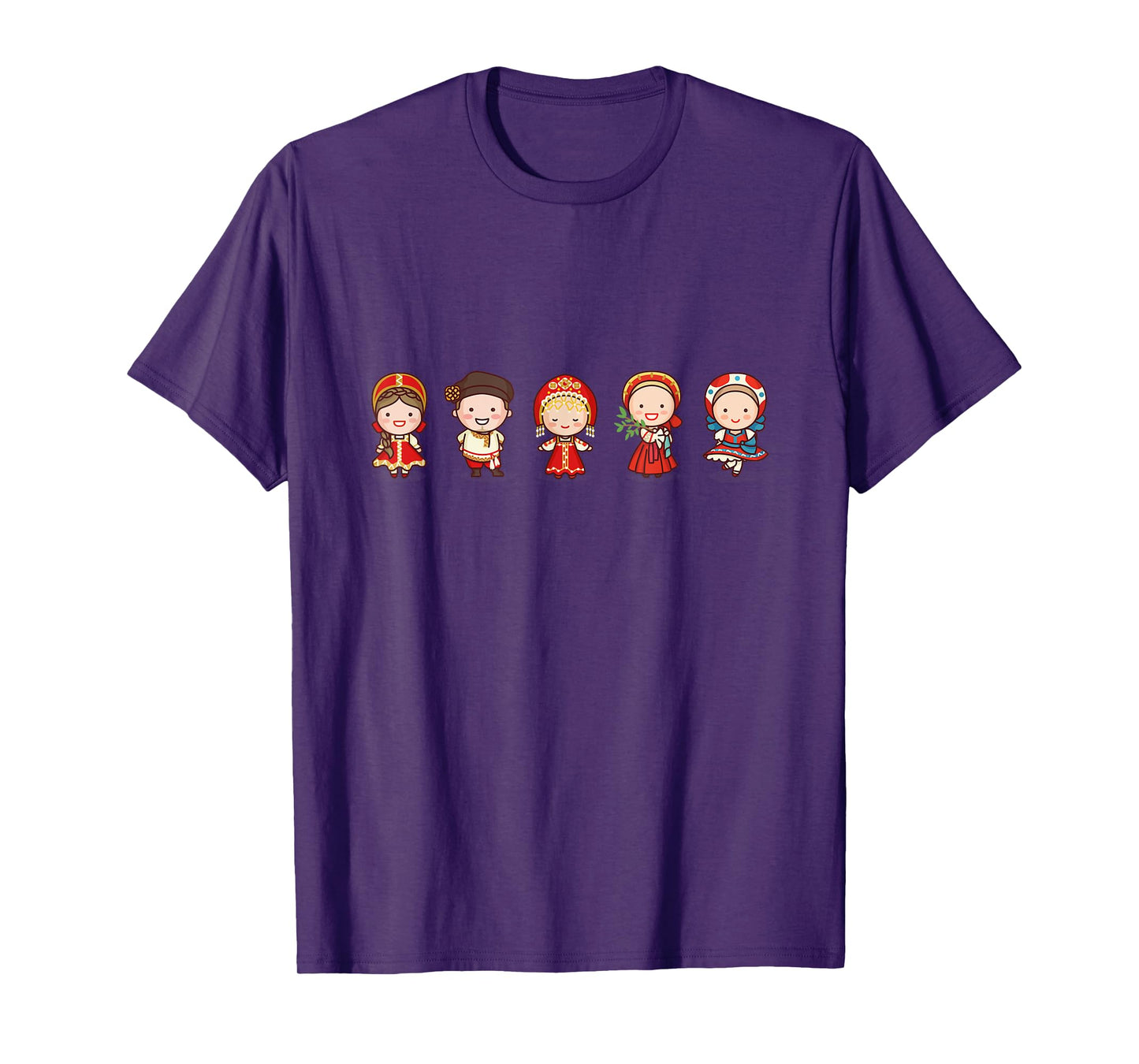 Cute Traditional Russian Characters In Russian Clothing T-Shirt