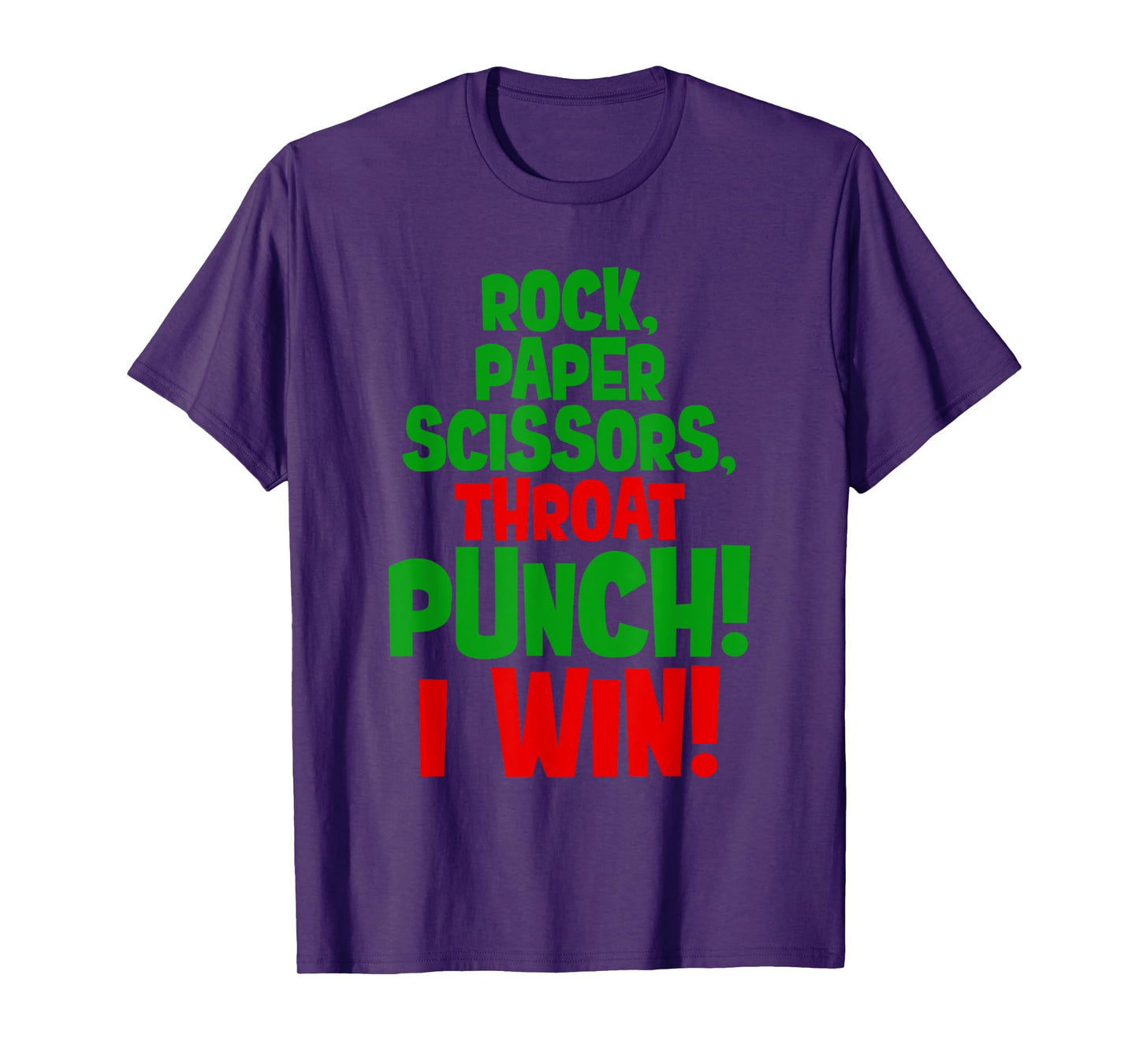 rock paper scissors throat punch I win green hand costume T-Shirt