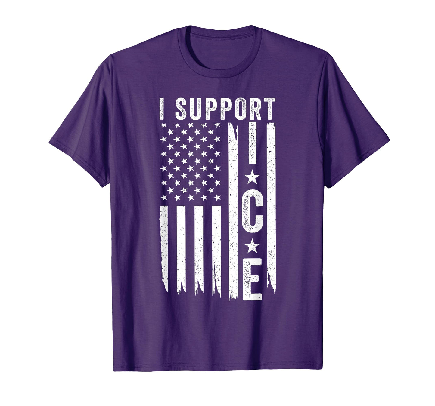 I Support ICE, Immigration Officers American Flag T-Shirt