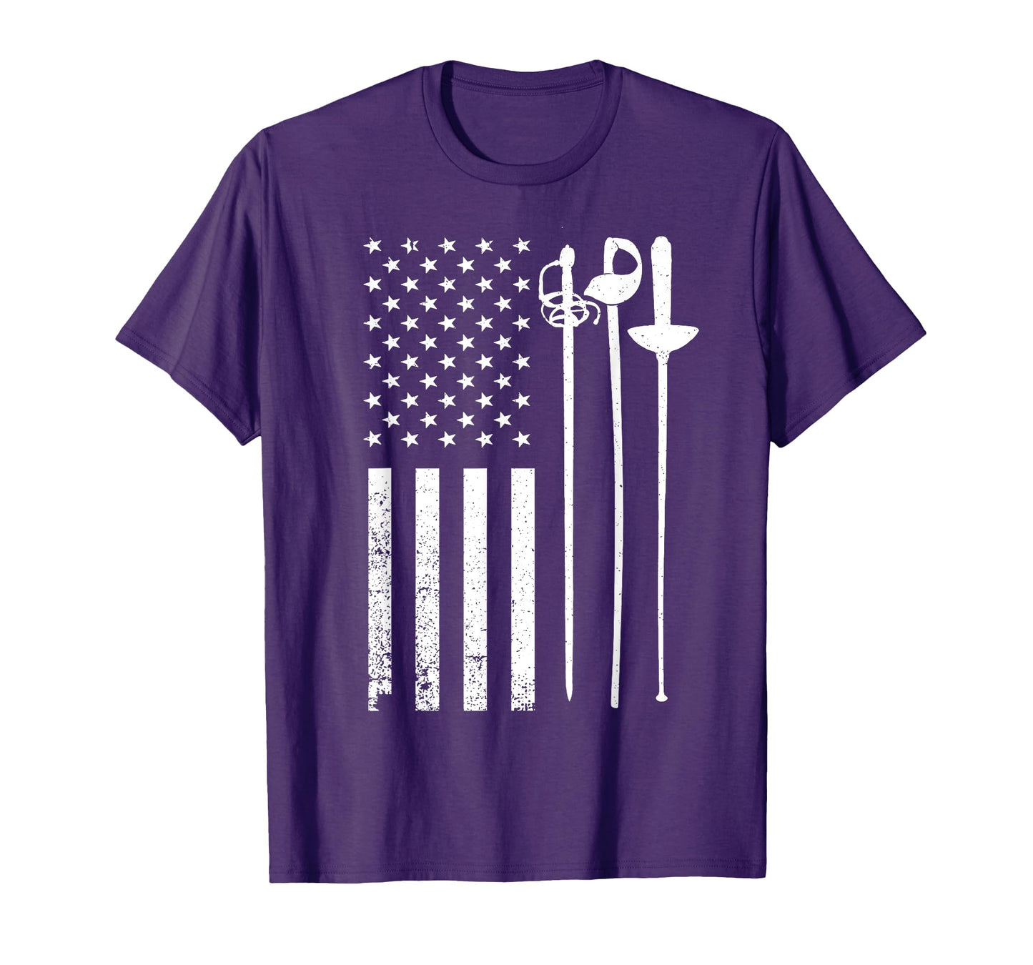 Cool Fencing Art For Men Women American Flag Fencing Coach T-Shirt