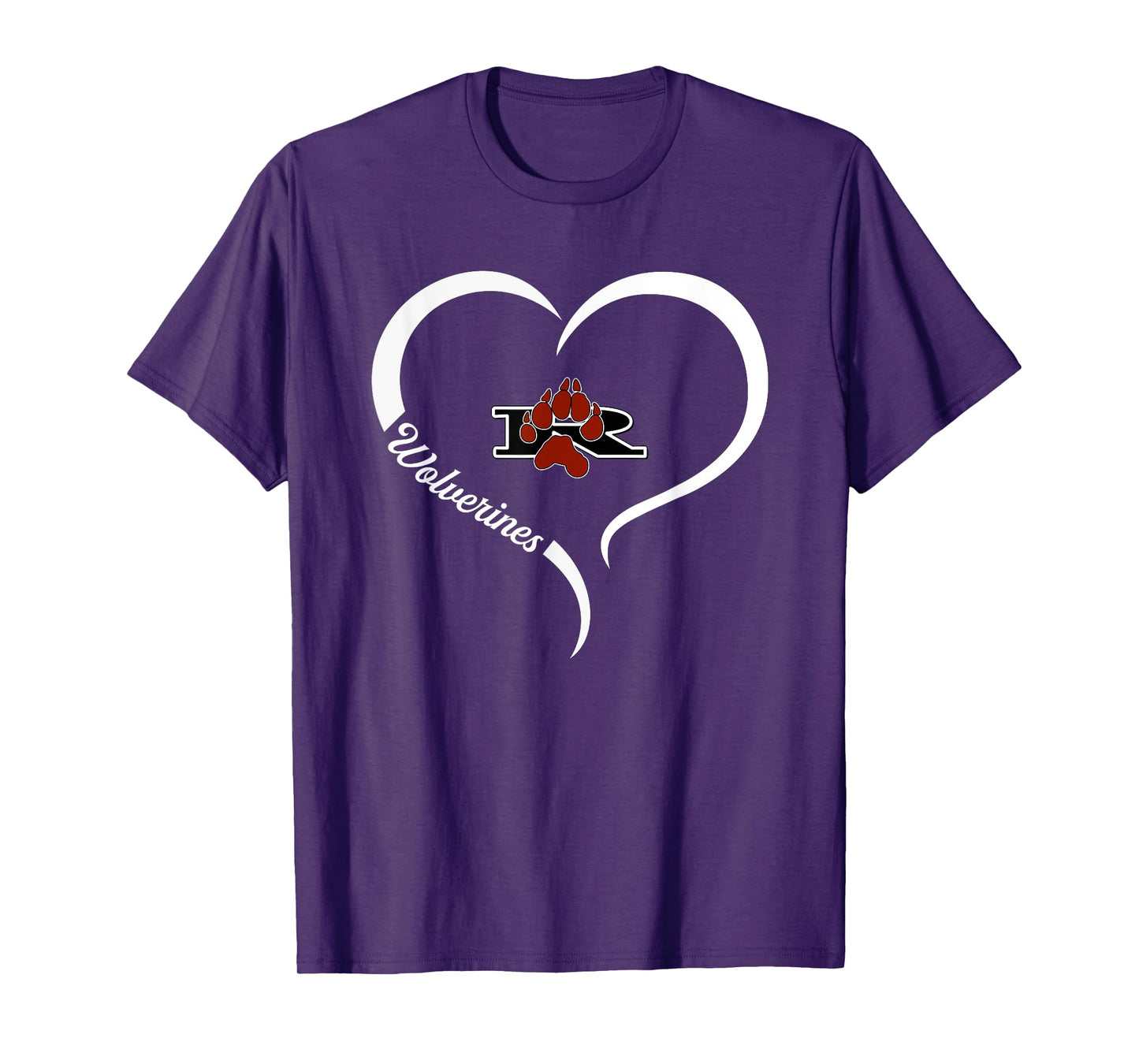 Riverton Wolverines Logo Half Heart Slogan HS T-Shirt