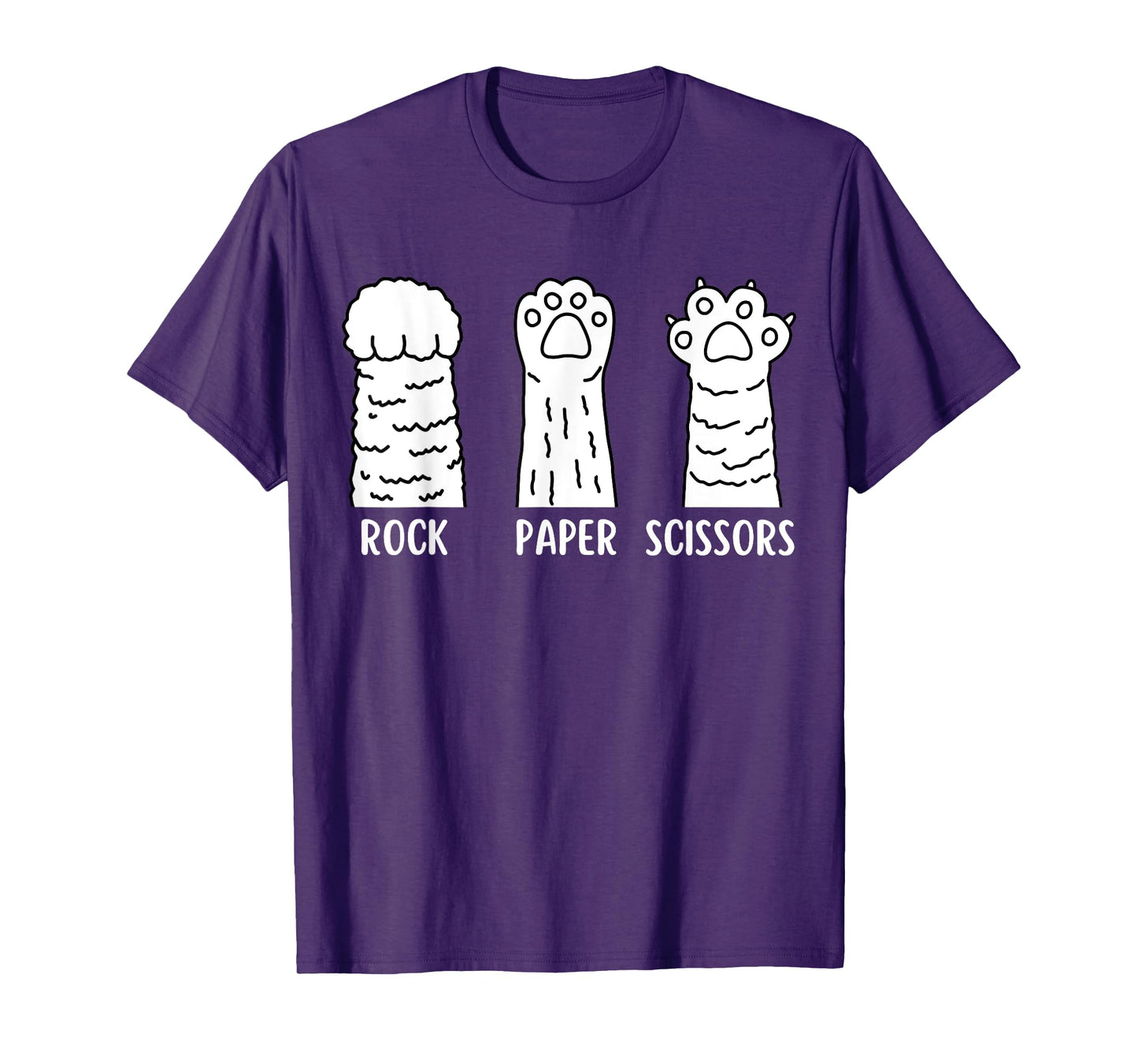 Funny Cat Animal Rescue Pet Lover Apparel Rock Paper Scissors Hand Game Cute Paw Funny Cat T-Shirt