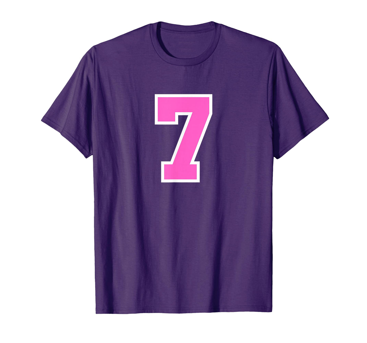 Pink Sports Team Number #7 T-Shirt