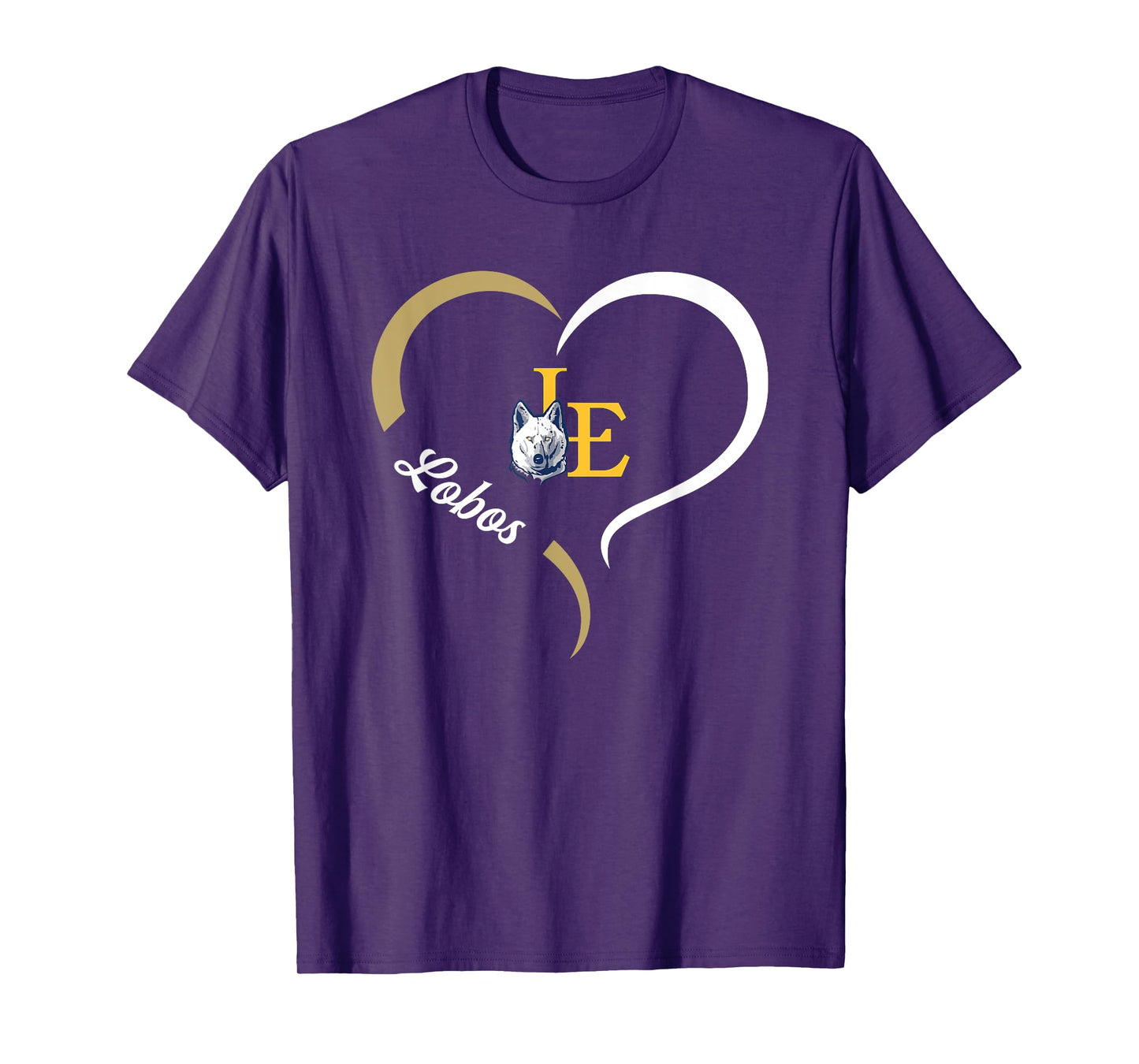 Little Elm Lobos Logo Half Heart Slogan HS T-Shirt
