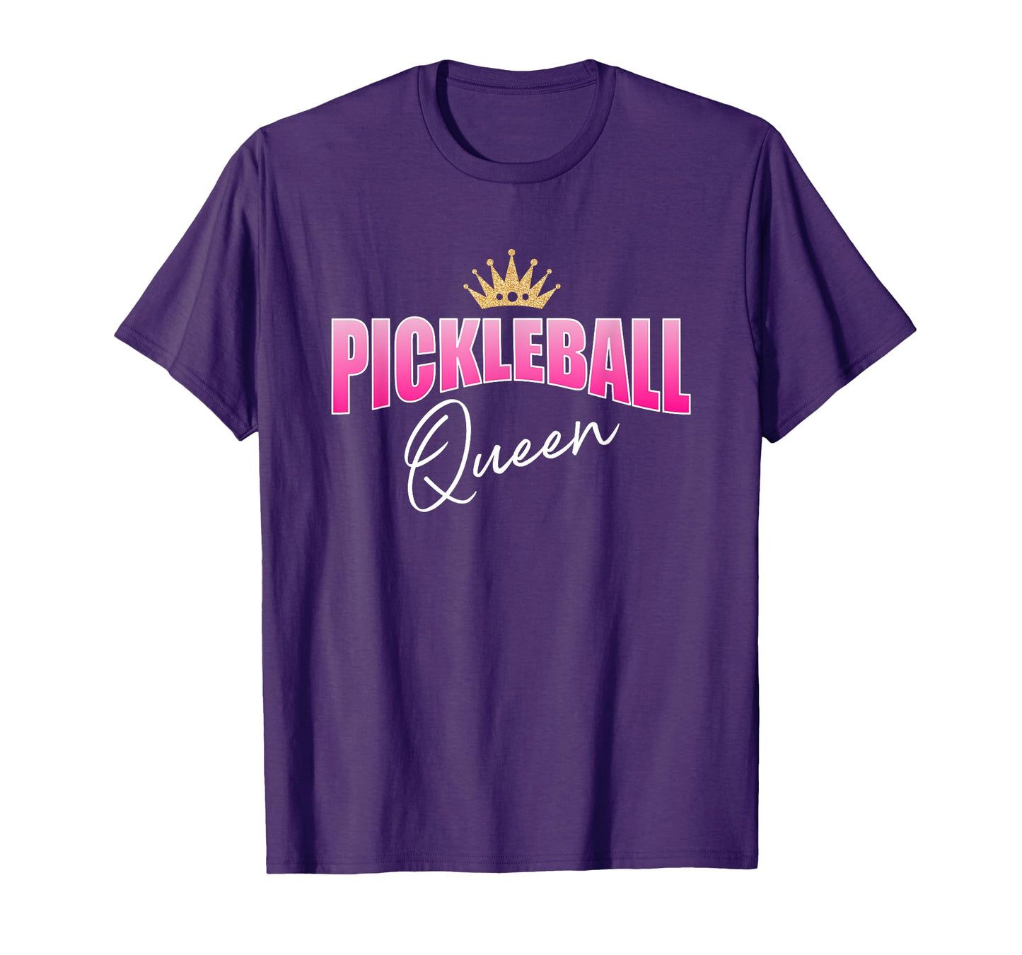 Pickleball Queen Pink White With Gold Crown T-Shirt