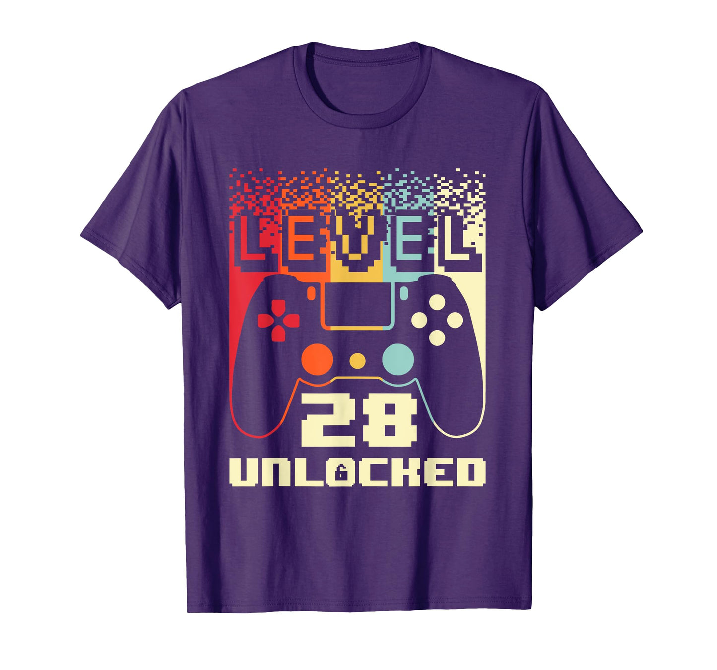 28th Birthday For Men Level 28 Unlocked Gamer 28 Year Old T-Shirt
