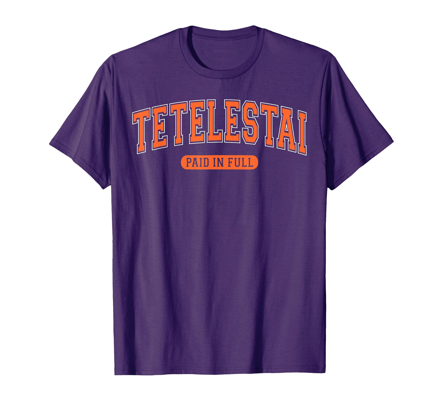 Tetelestai Paid In Full Varsity Arched Orange Letters T-Shirt