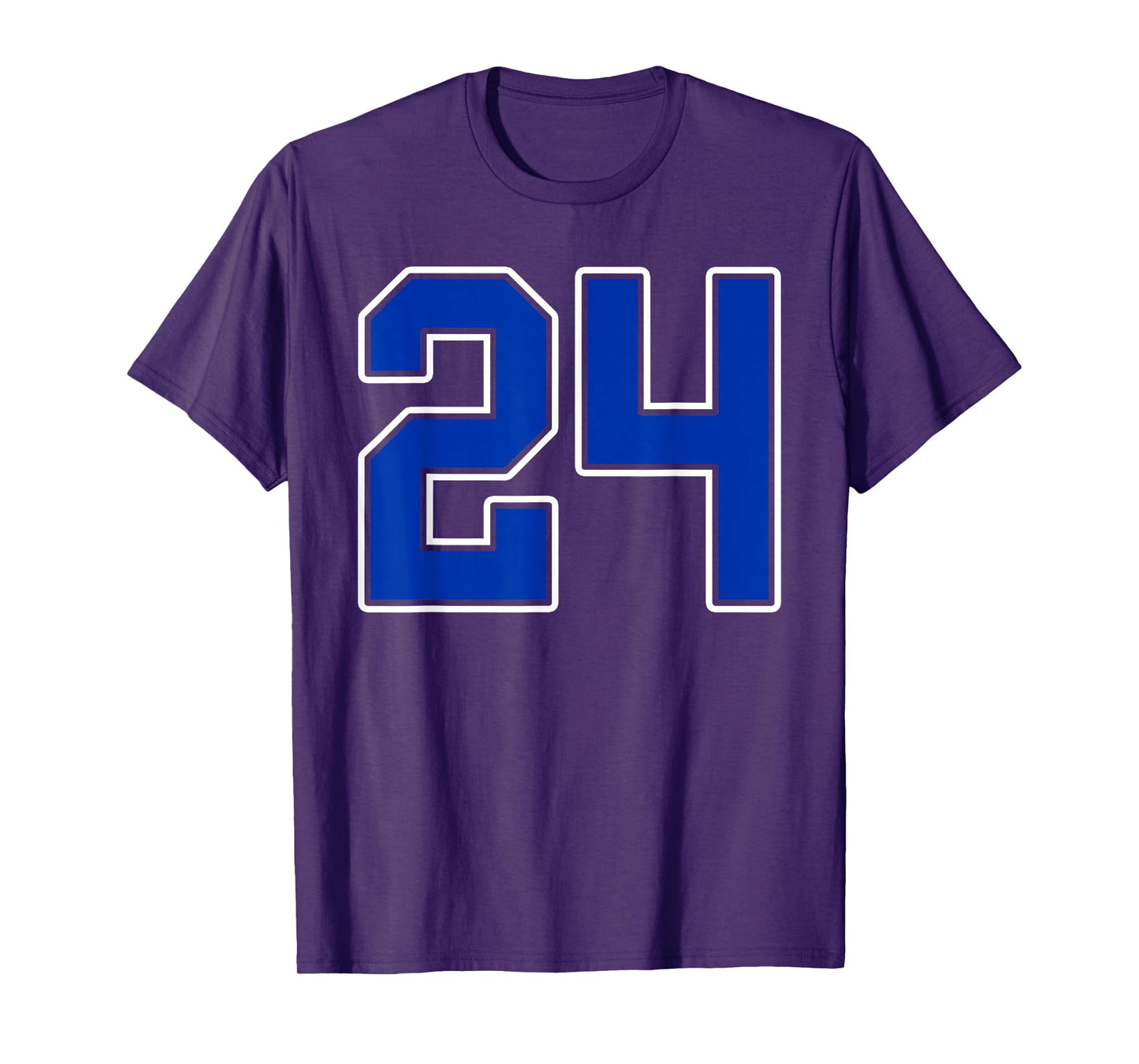 Royal Blue White Number 24 Jersey Player Uniform #24 T-Shirt