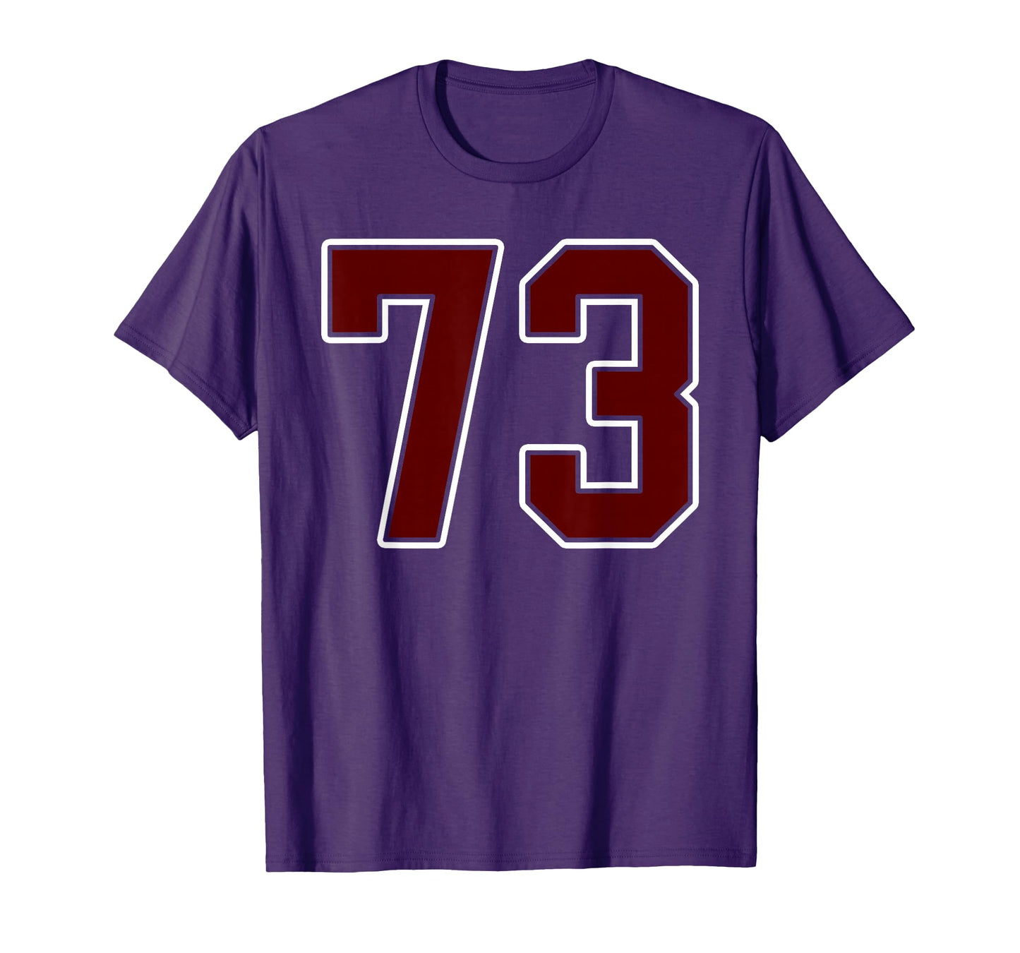 Maroon and White Number 73 Jersey Player Uniform #73 Fan T-Shirt