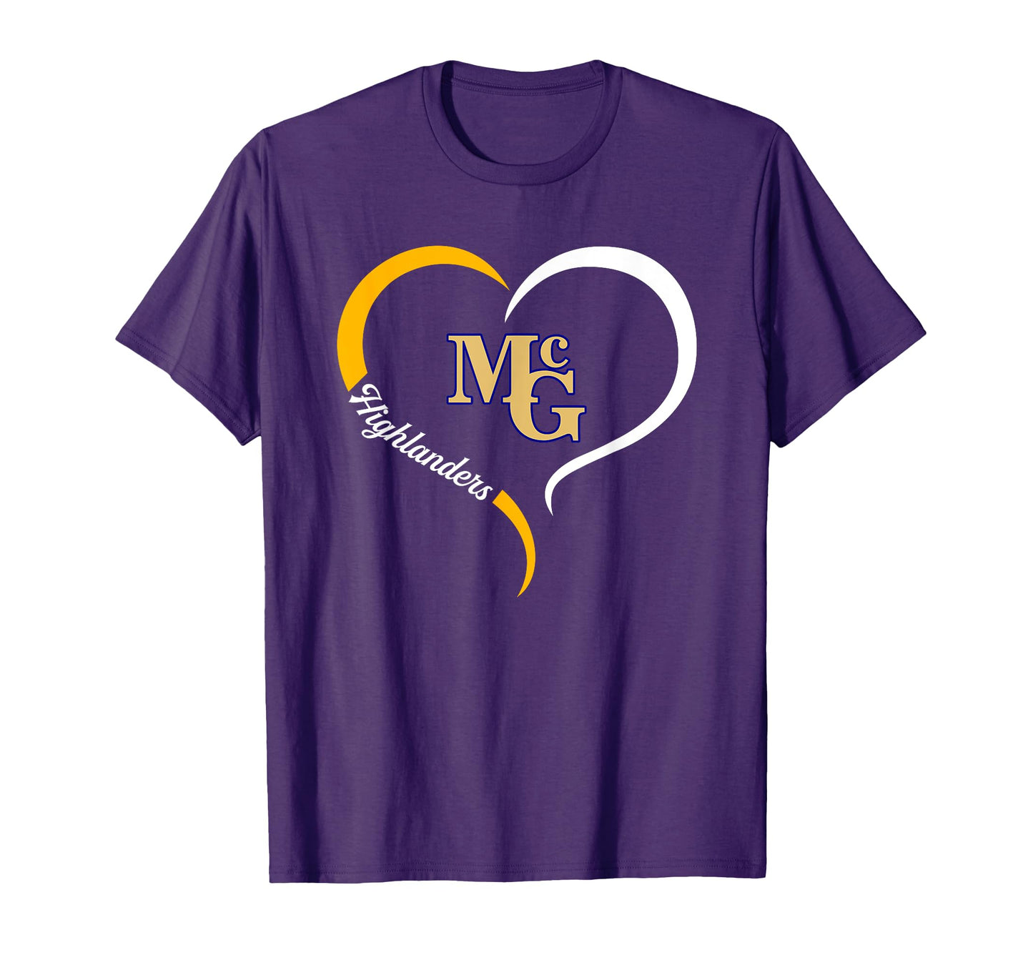 Mcguffey Highlanders Logo Half Heart Slogan HS T-Shirt