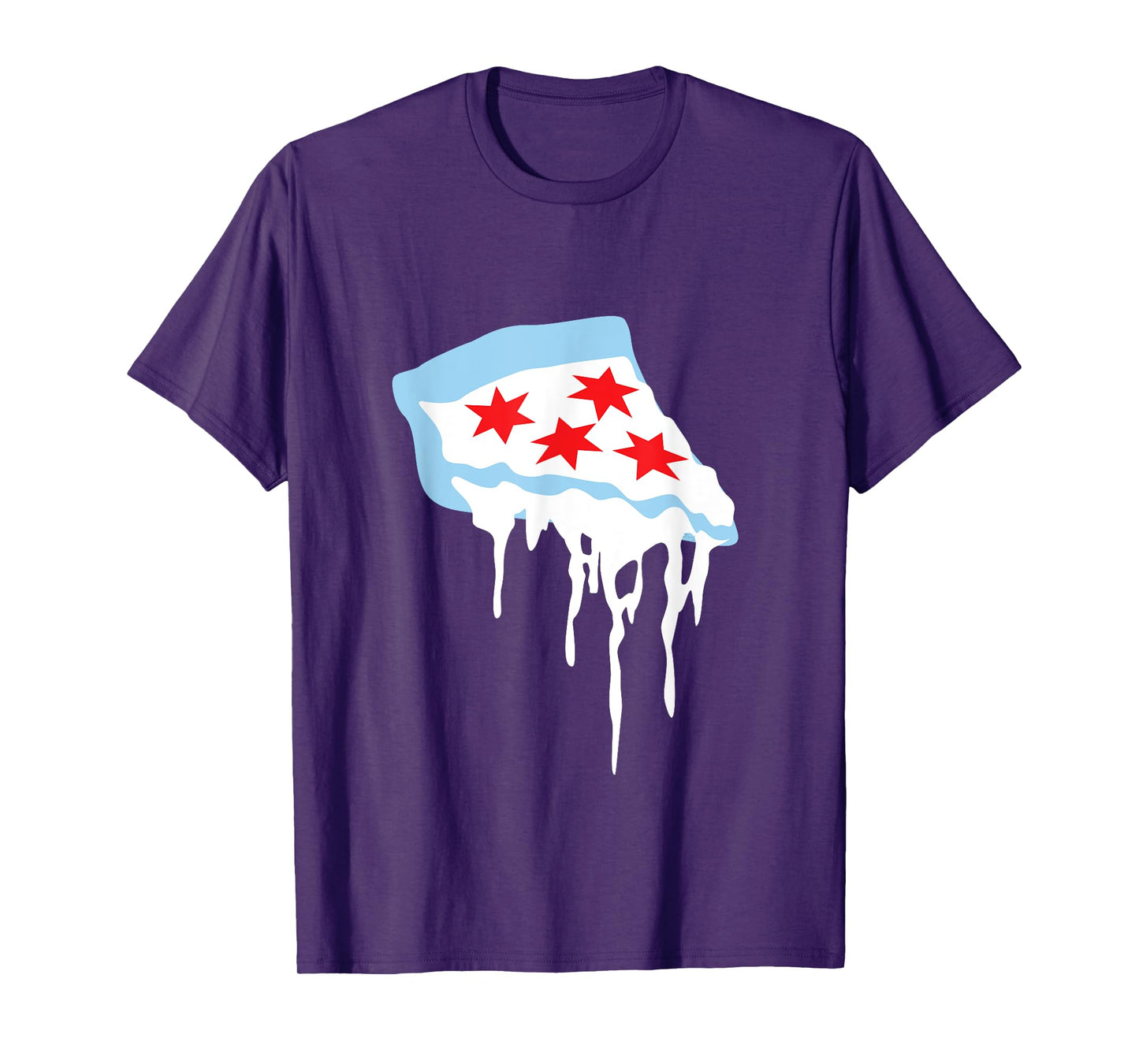 Katie Art Designs Men's Chicago Flag Pizza T-Shirt, Black, Small