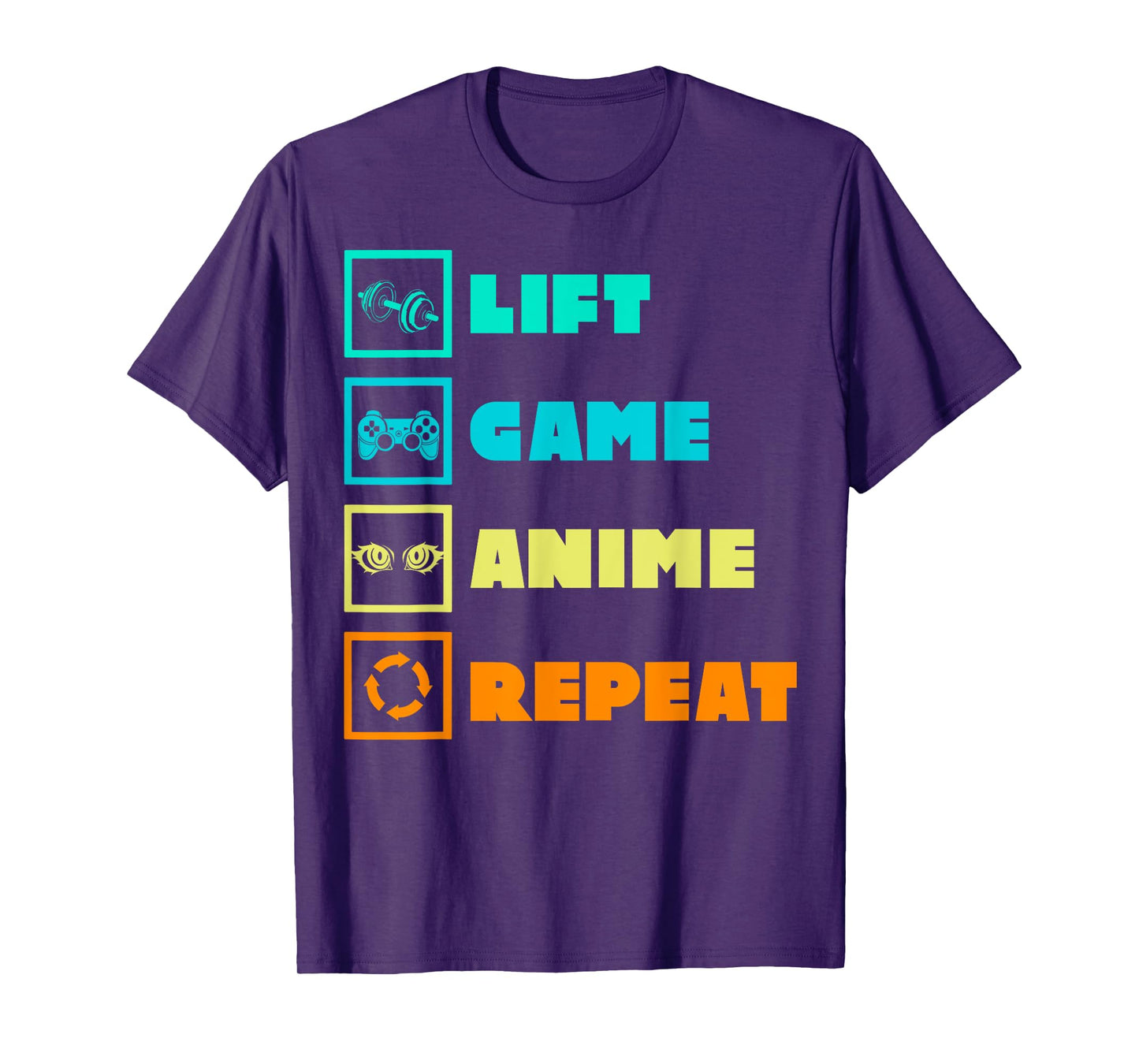 Lift Game Anime Repeat Funny Gym Humor Anime Lover Gamer T-Shirt
