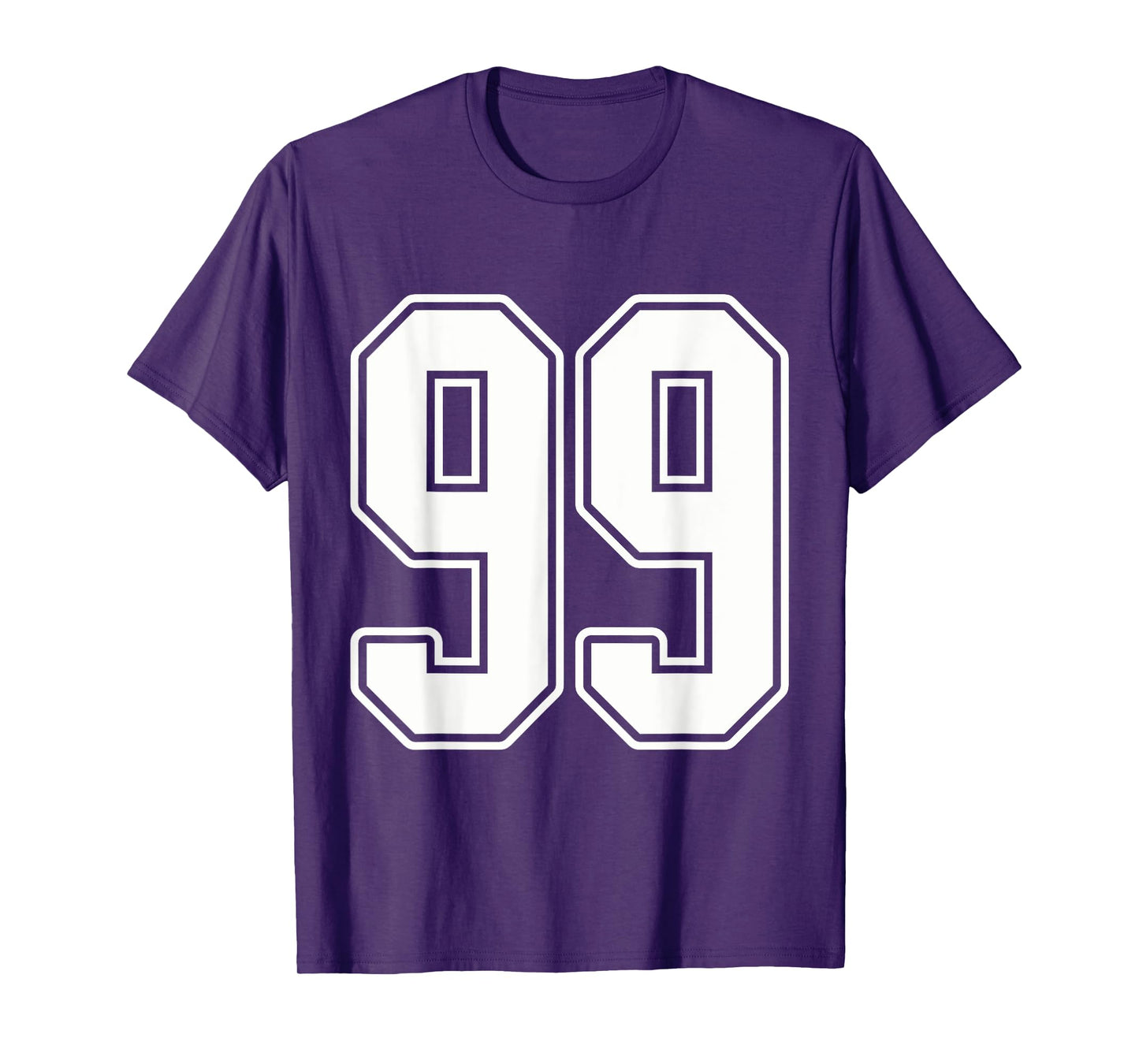 #99 White Outline Number 99 Sports Fan Jersey Style T-Shirt