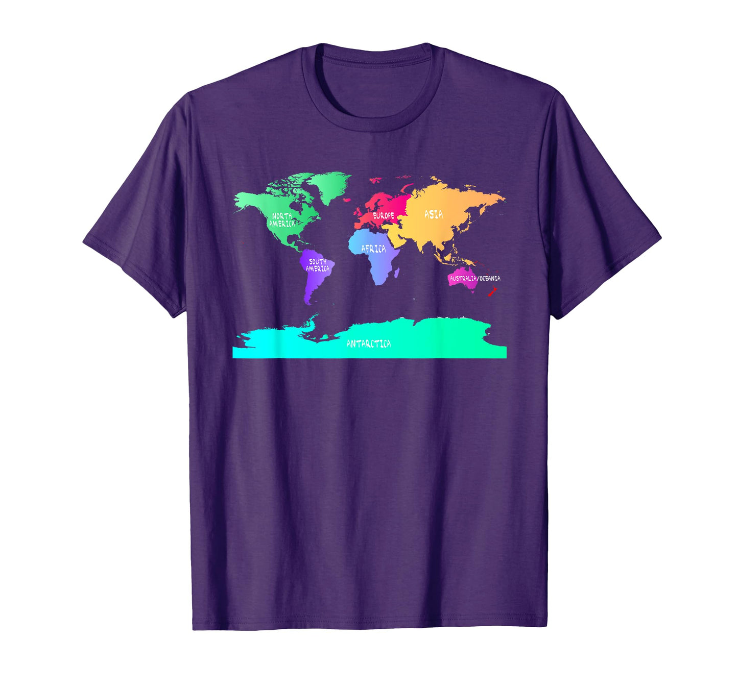 World Map of All Seven Continents T-Shirt T-Shirt
