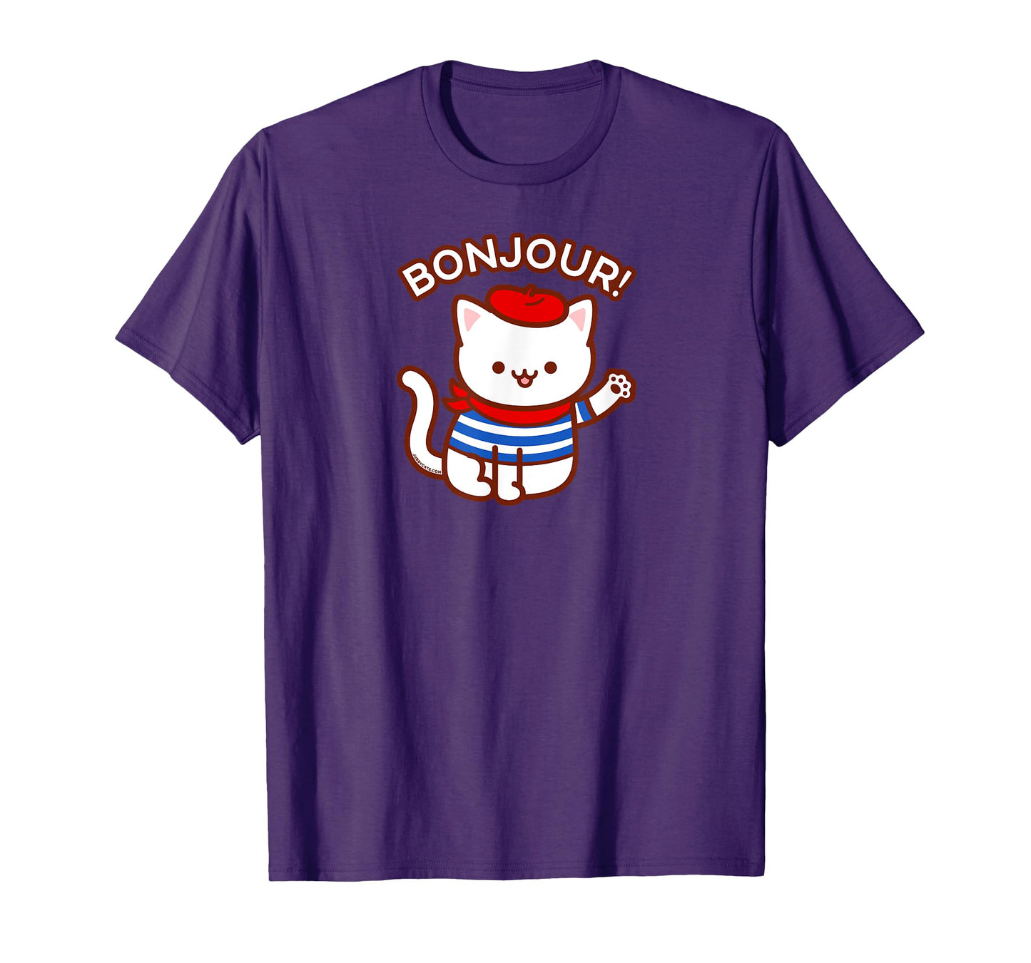 BONJOUR! - Cute Funny French Cat Saying Hello T-Shirt