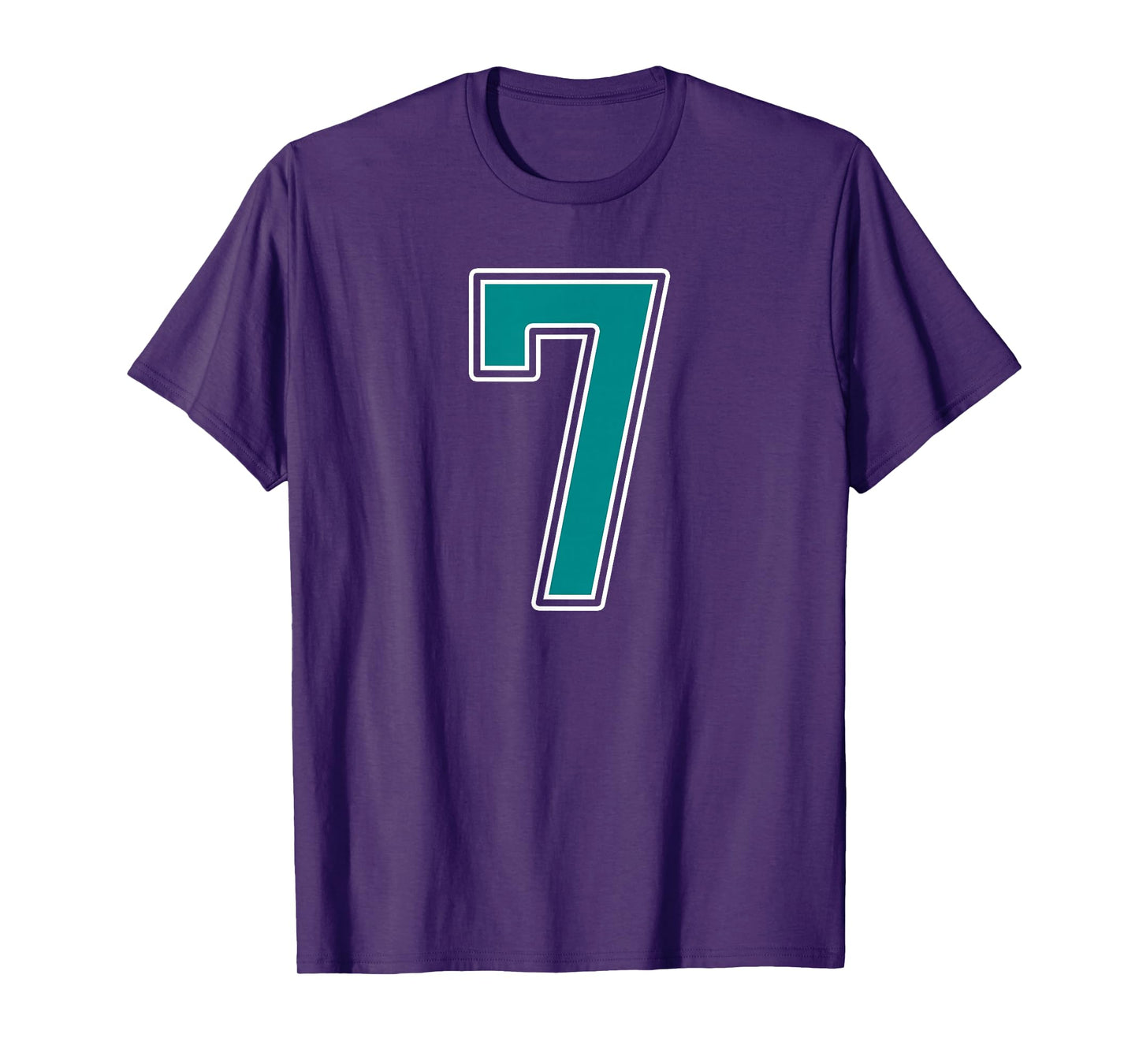 Teal and White Number 7 Jersey Player Uniform #7 Fan T-Shirt
