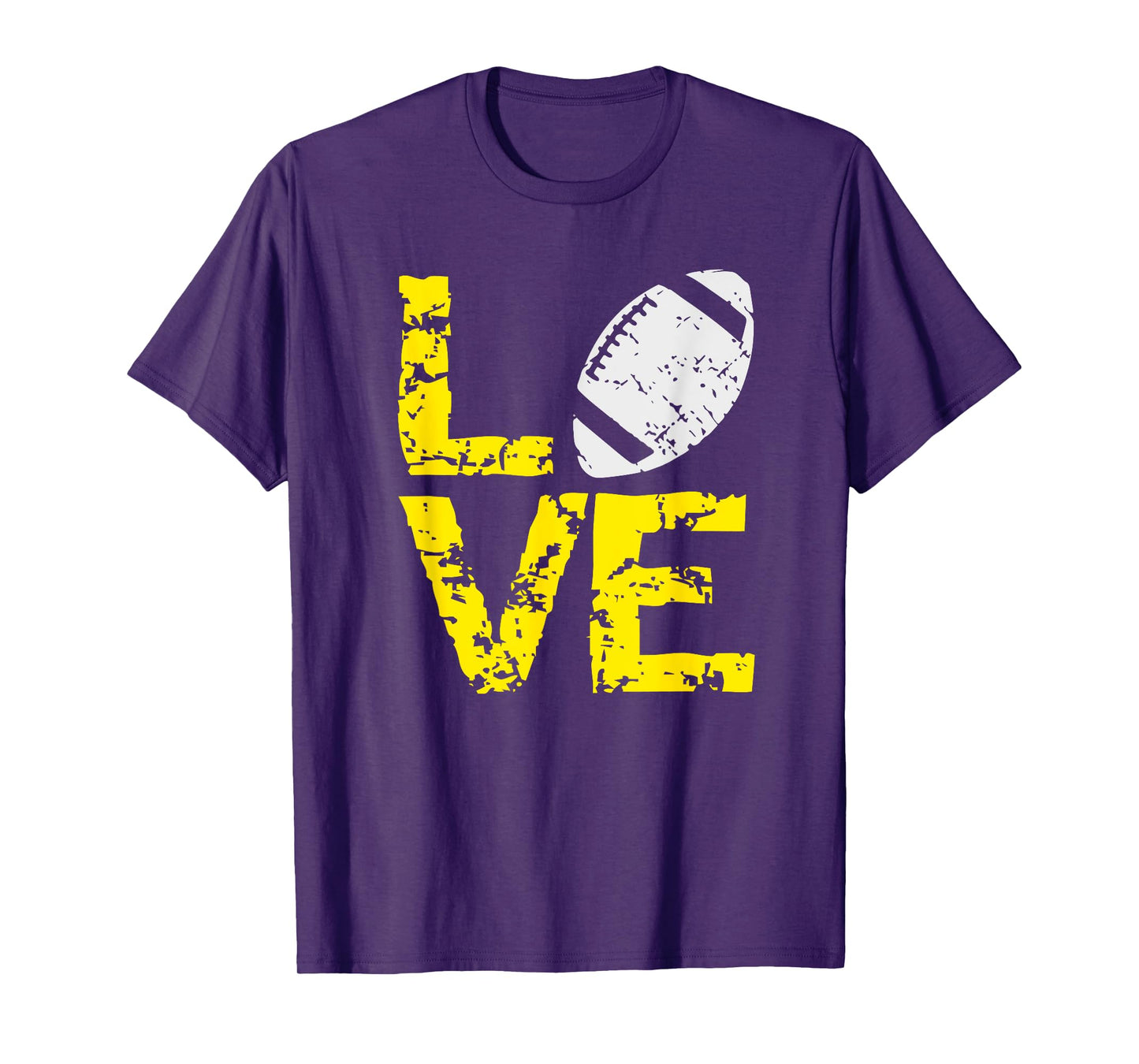 Game Day Distressed Tees Grunge Love Football Ball Yellow Gold Team Colors T-Shirt