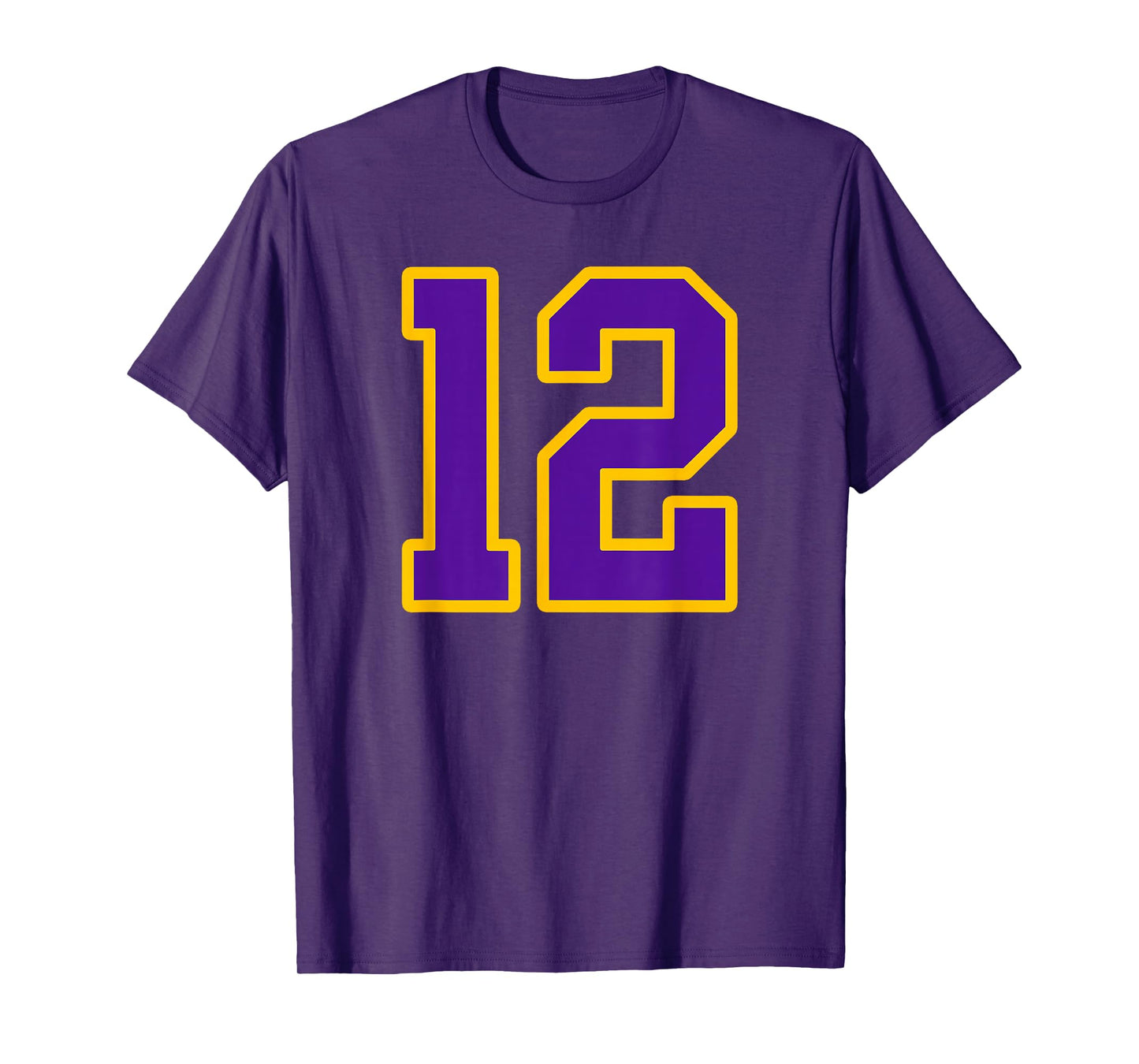 Purple and Gold Number 12 Jersey Player Uniform #12 Fan T-Shirt