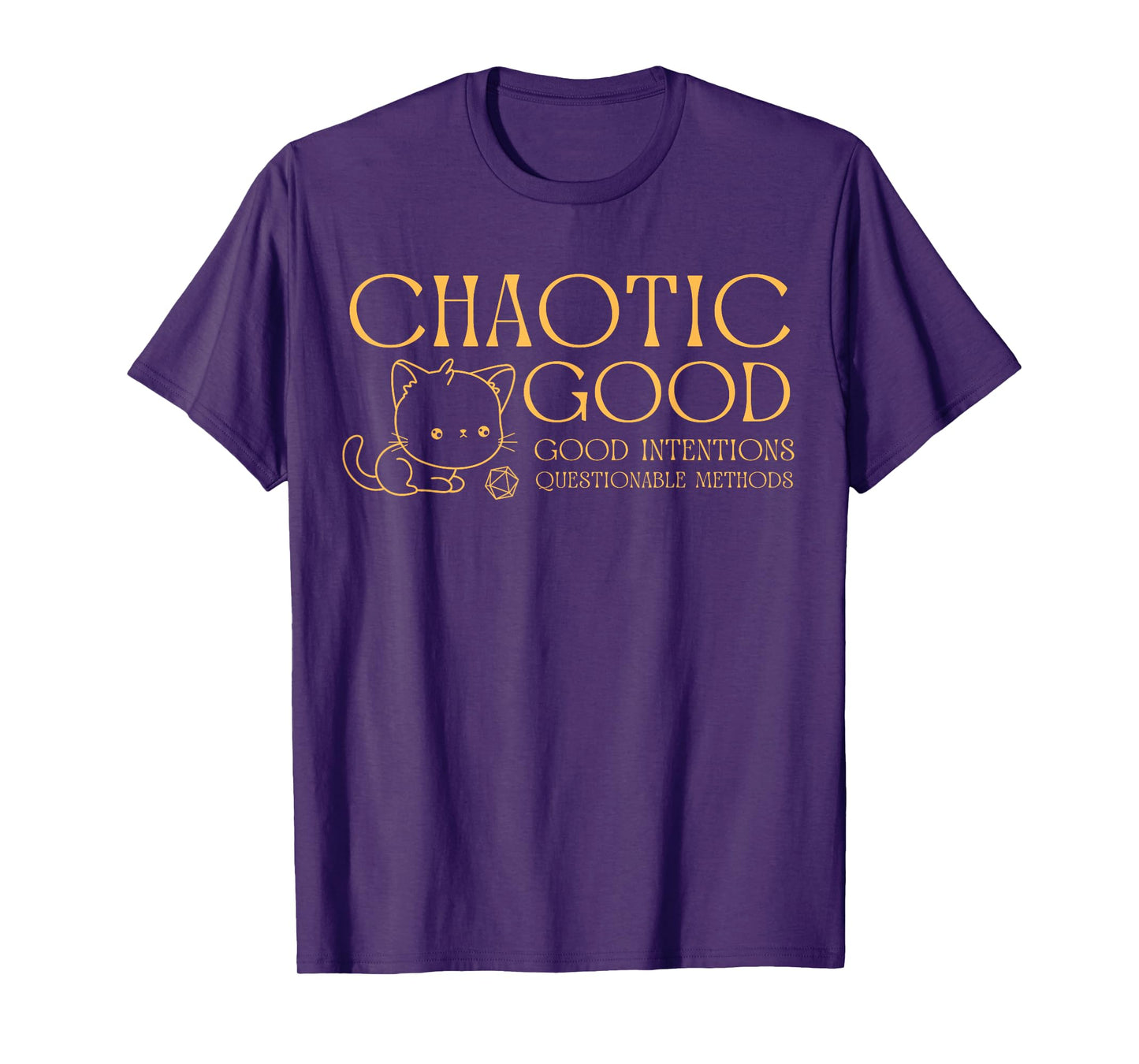 RPG Games and gifts Chaotic good cat good intentions questionable methods T-Shirt, Small