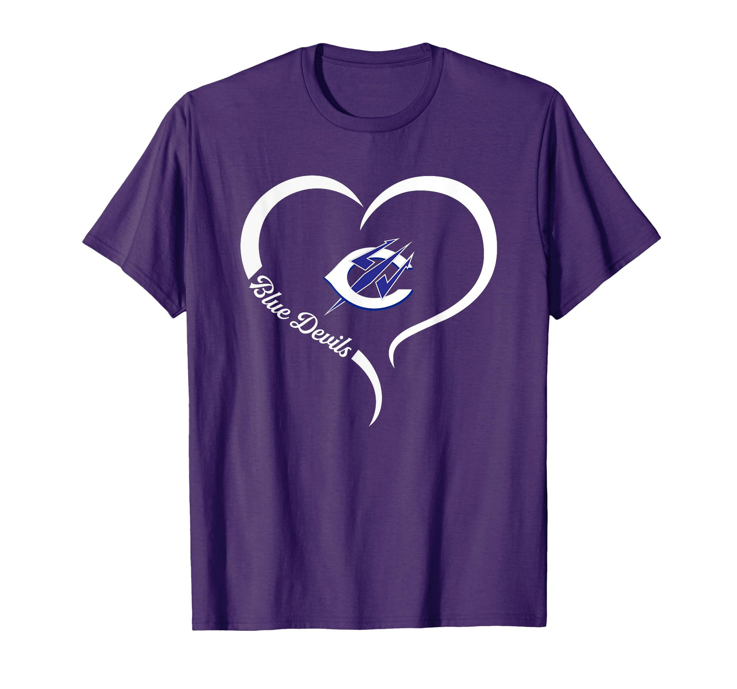 Clay Blue Devils Logo Half Heart Slogan HS T-Shirt