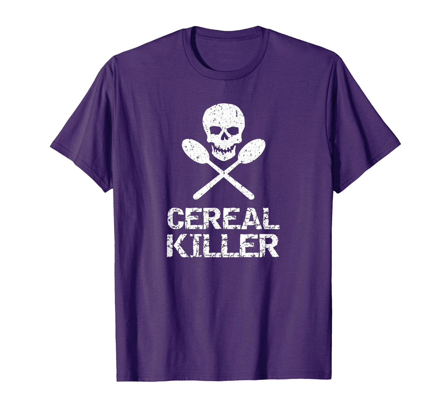 Serious Junk Cereal Killer Distressed Vintage Modern T-Shirt - Unisex-Adult, Kids - Black - Short Sleeve - Small