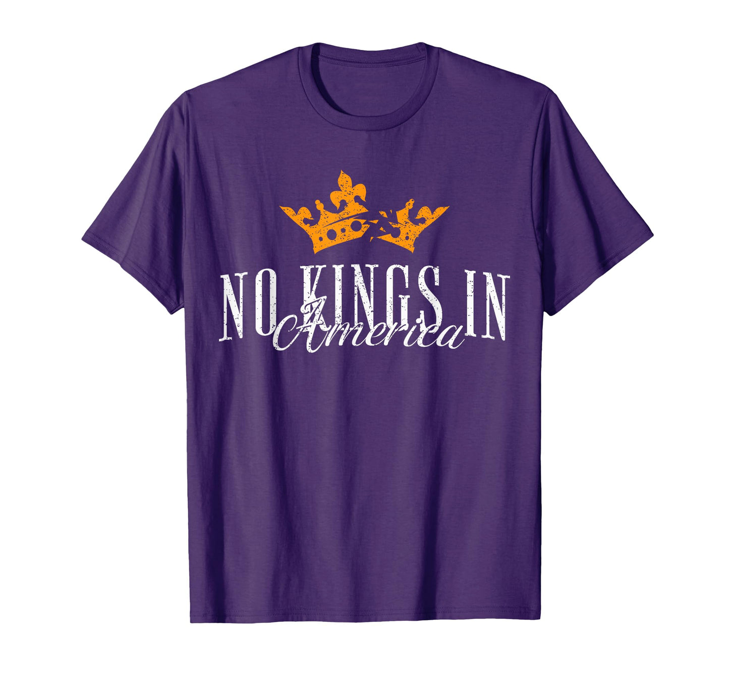 No Kings In America Broken Orange Crown Political T-Shirt